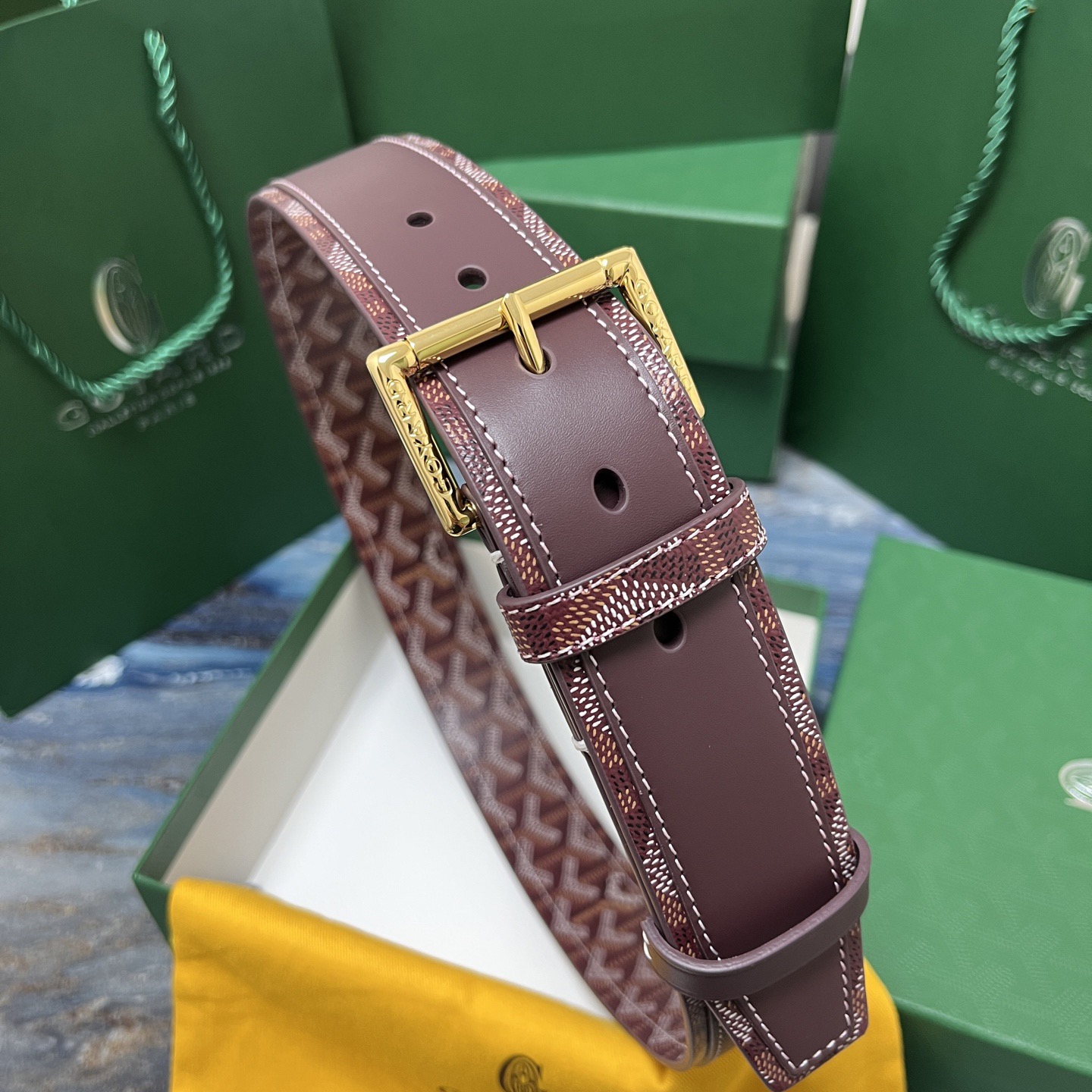 Goyard 고야드 소가죽 패턴 버클 벨트 9