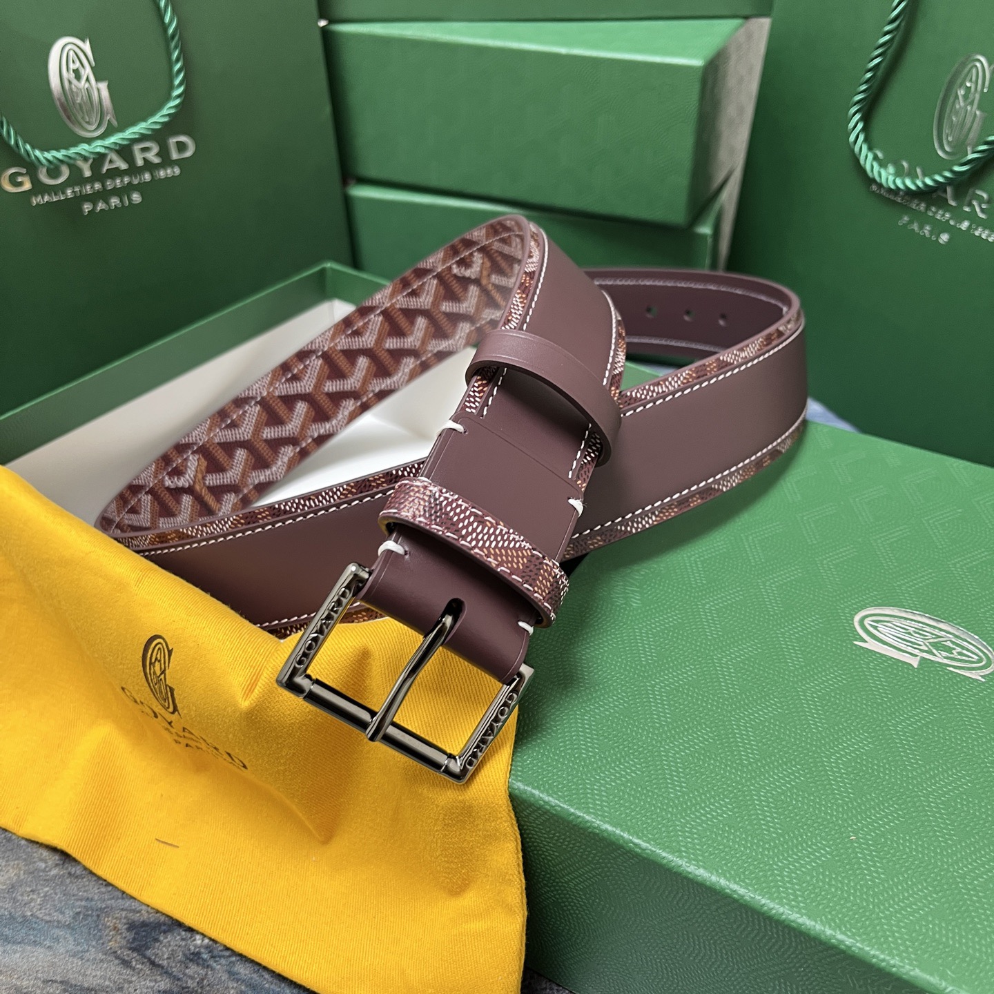 Goyard 고야드 소가죽 패턴 버클 벨트 1