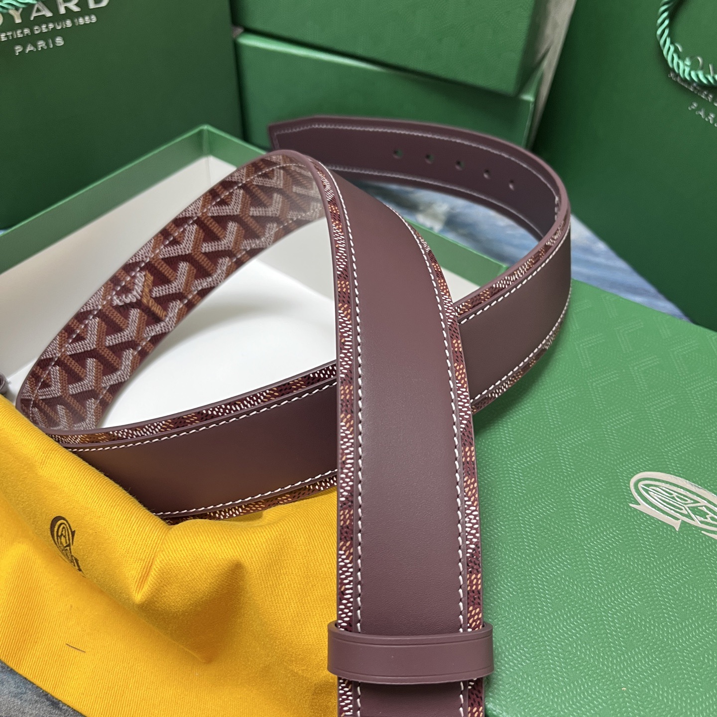 Goyard 고야드 소가죽 패턴 버클 벨트 3