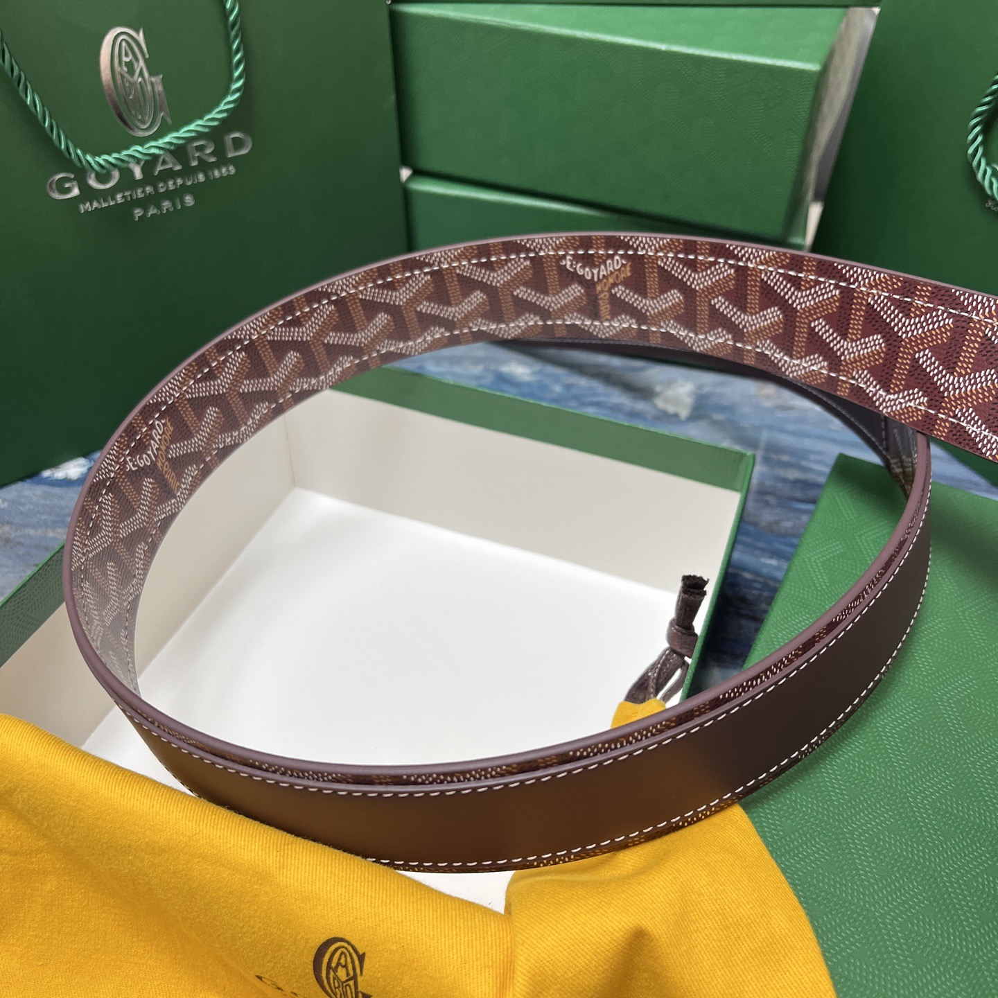 Goyard 고야드 소가죽 패턴 버클 벨트 4