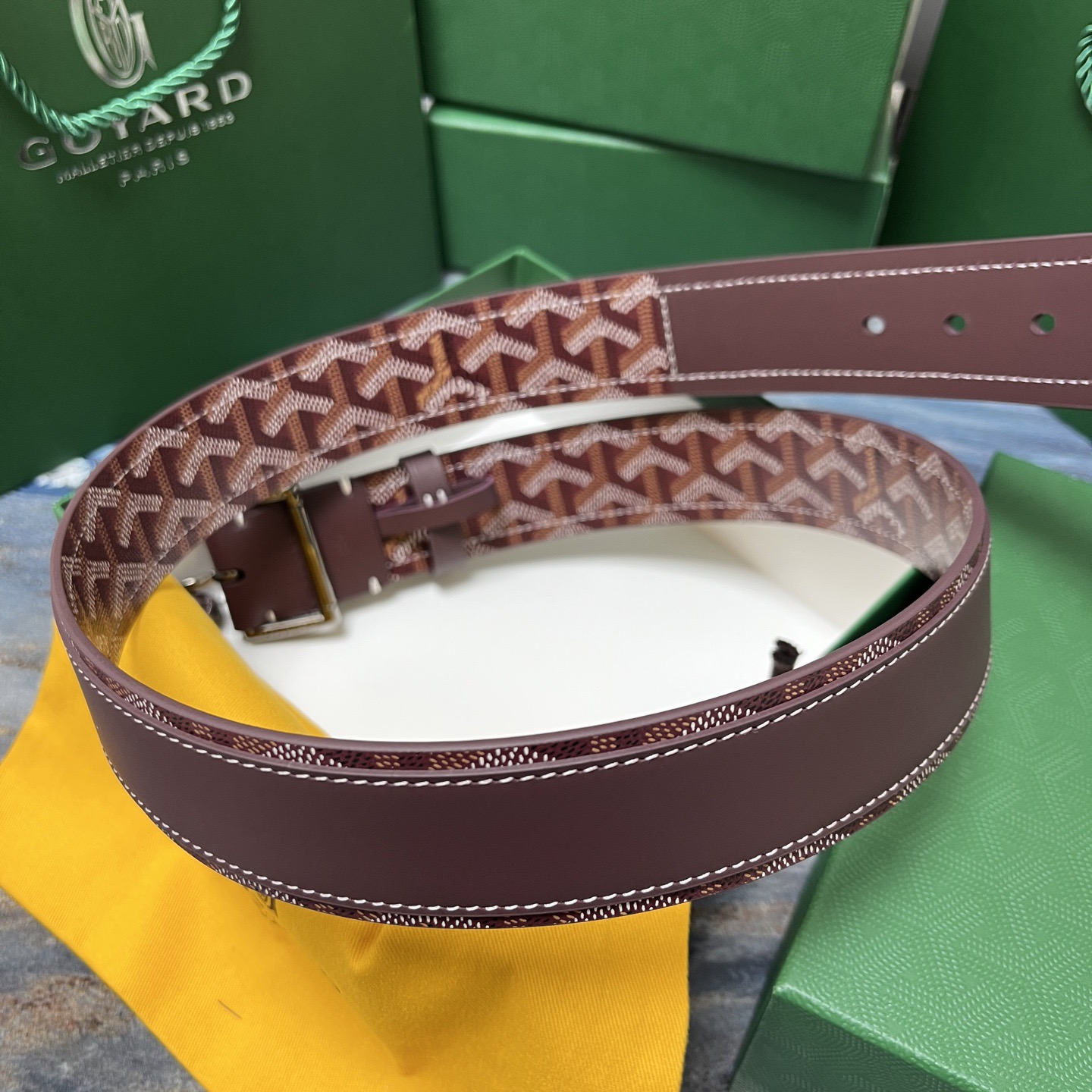 Goyard 고야드 소가죽 패턴 버클 벨트 5