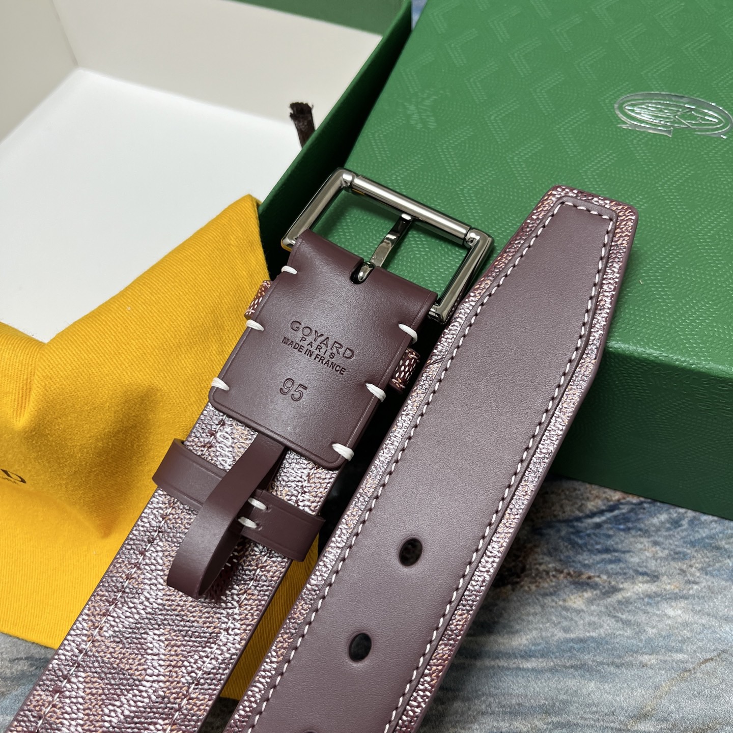 Goyard 고야드 소가죽 패턴 버클 벨트 7