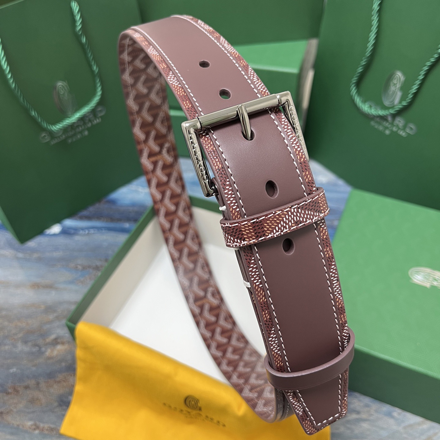 Goyard 고야드 소가죽 패턴 버클 벨트 8