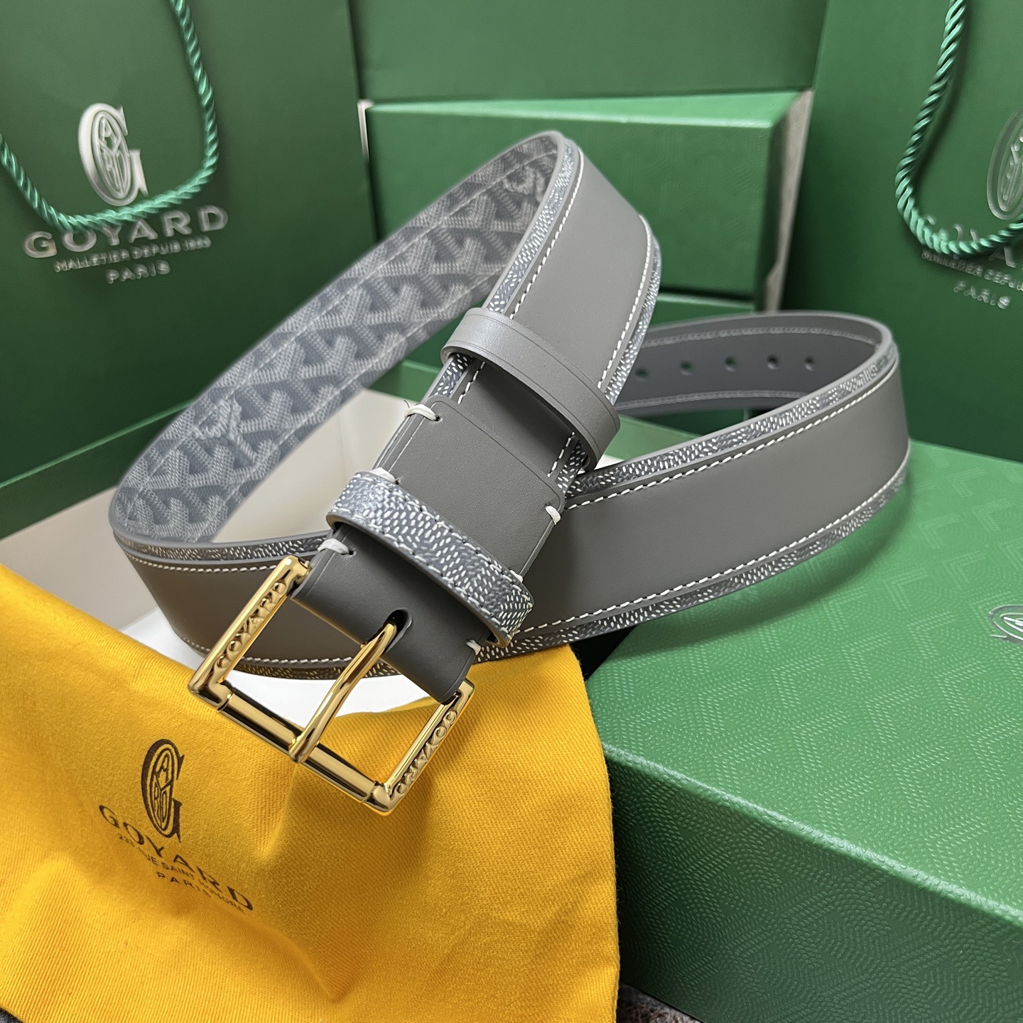 Goyard 고야드 그레이 리버서블 가죽 벨트 1