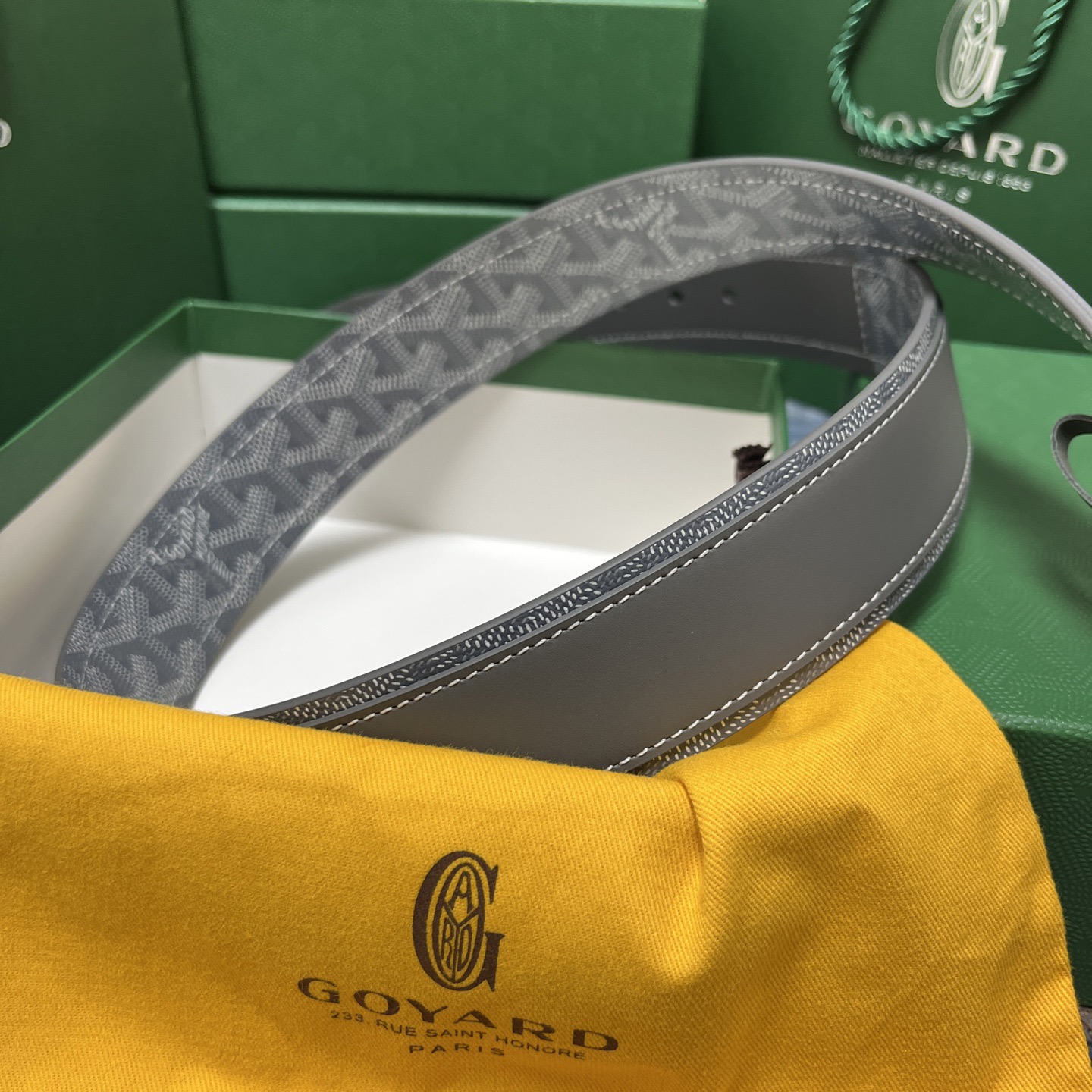 Goyard 고야드 그레이 리버서블 가죽 벨트 4