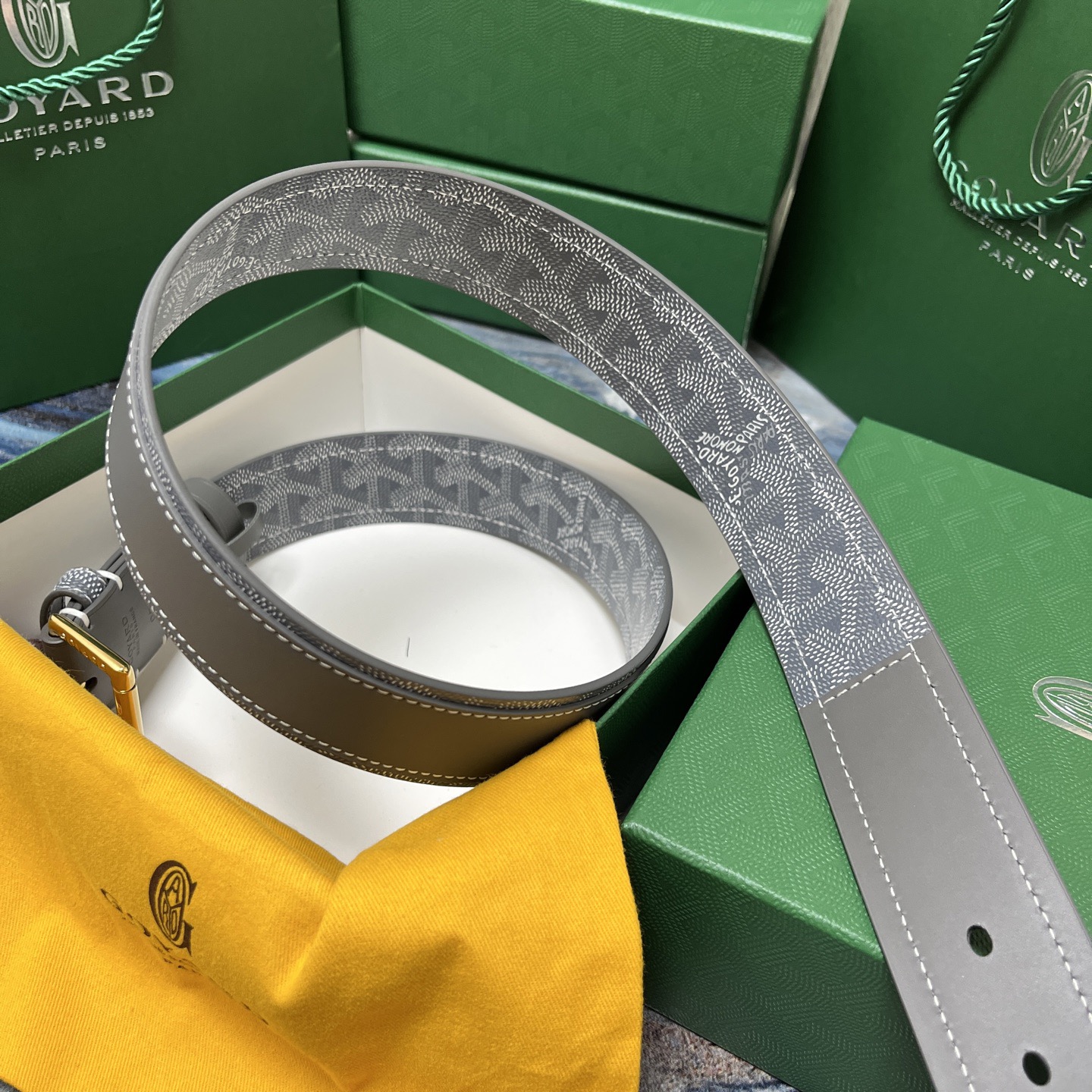 Goyard 고야드 그레이 리버서블 가죽 벨트 5