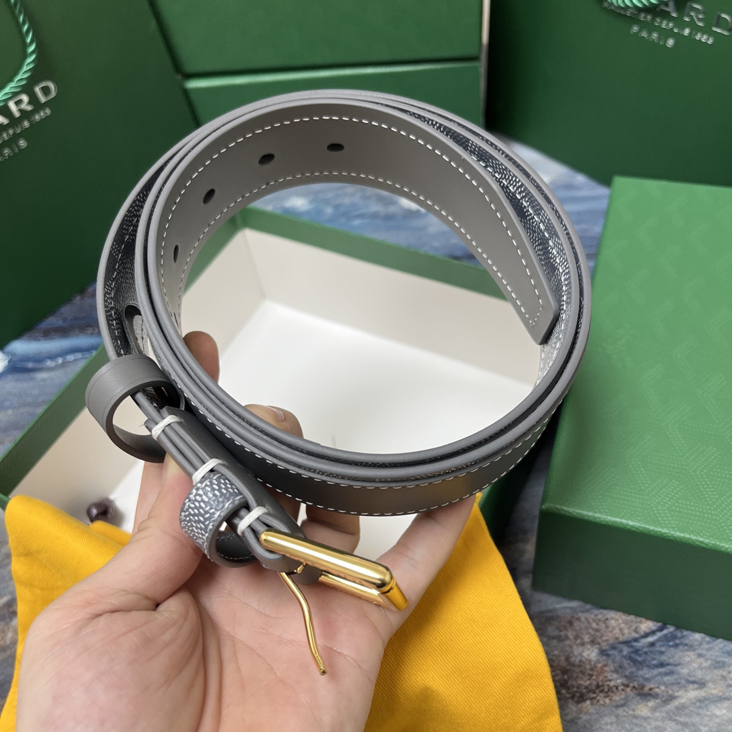 Goyard 고야드 그레이 리버서블 가죽 벨트 6