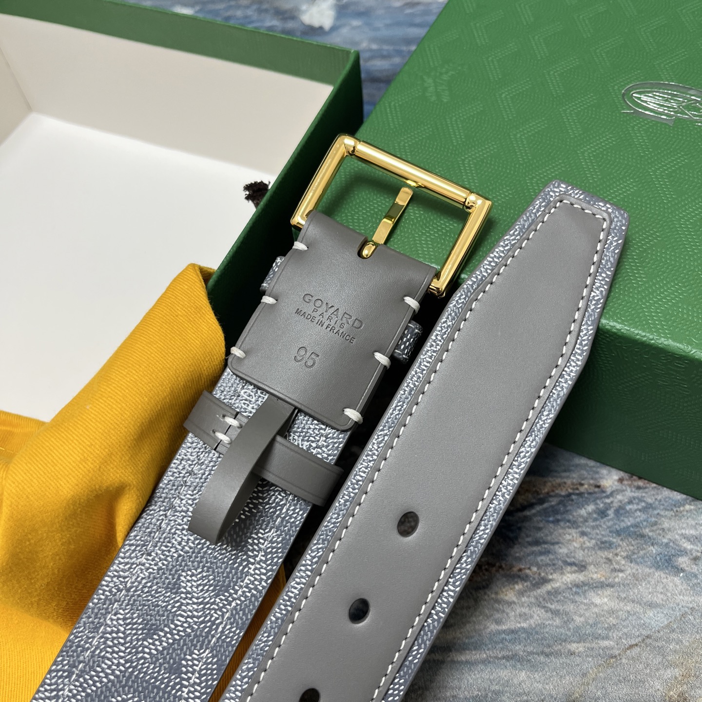 Goyard 고야드 그레이 리버서블 가죽 벨트 8