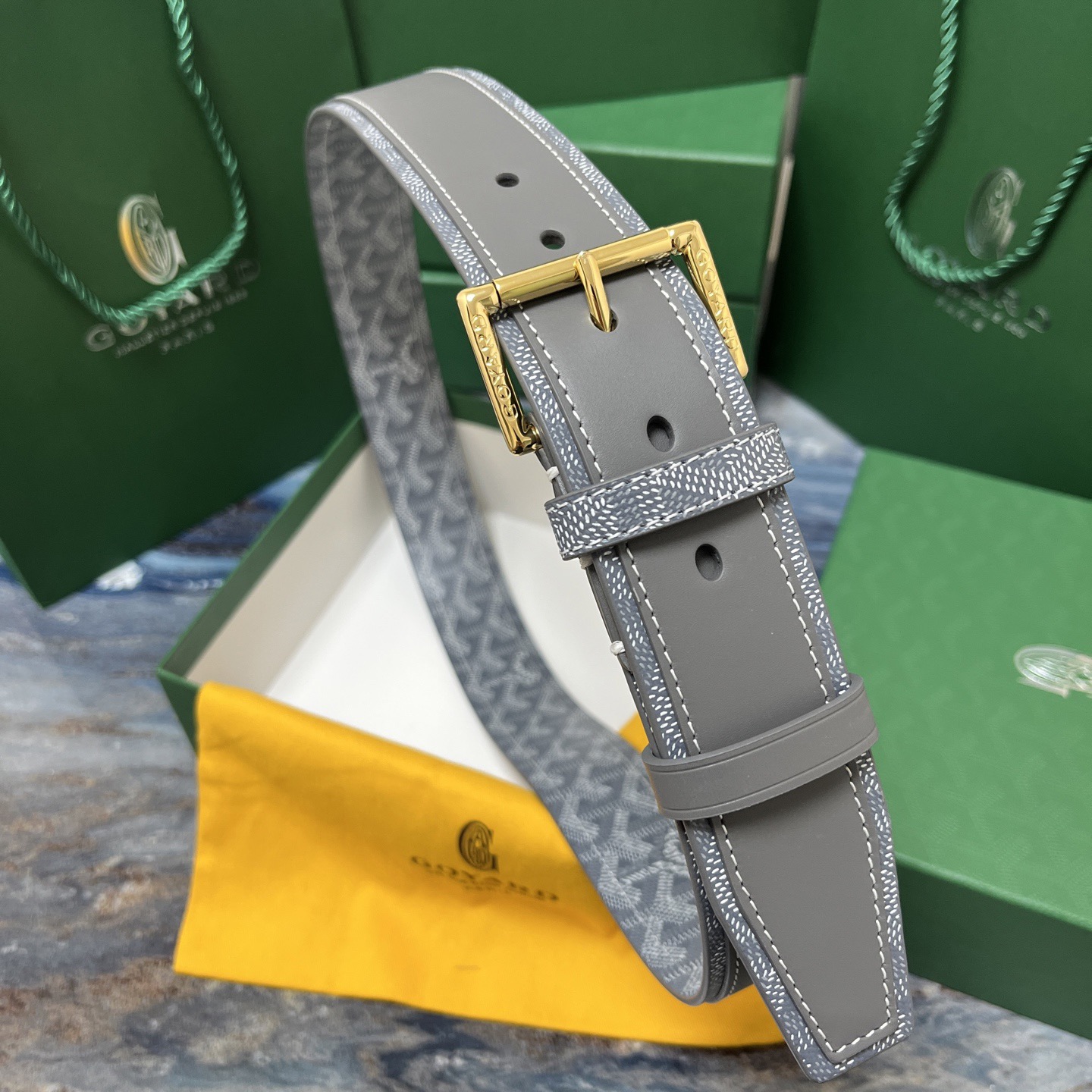 Goyard 고야드 그레이 리버서블 가죽 벨트 9