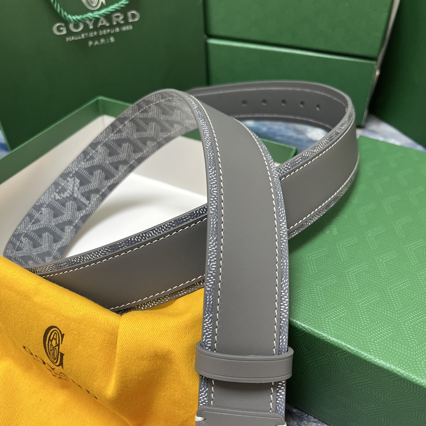 Goyard 고야드 그레이 리버서블 가죽 벨트 3