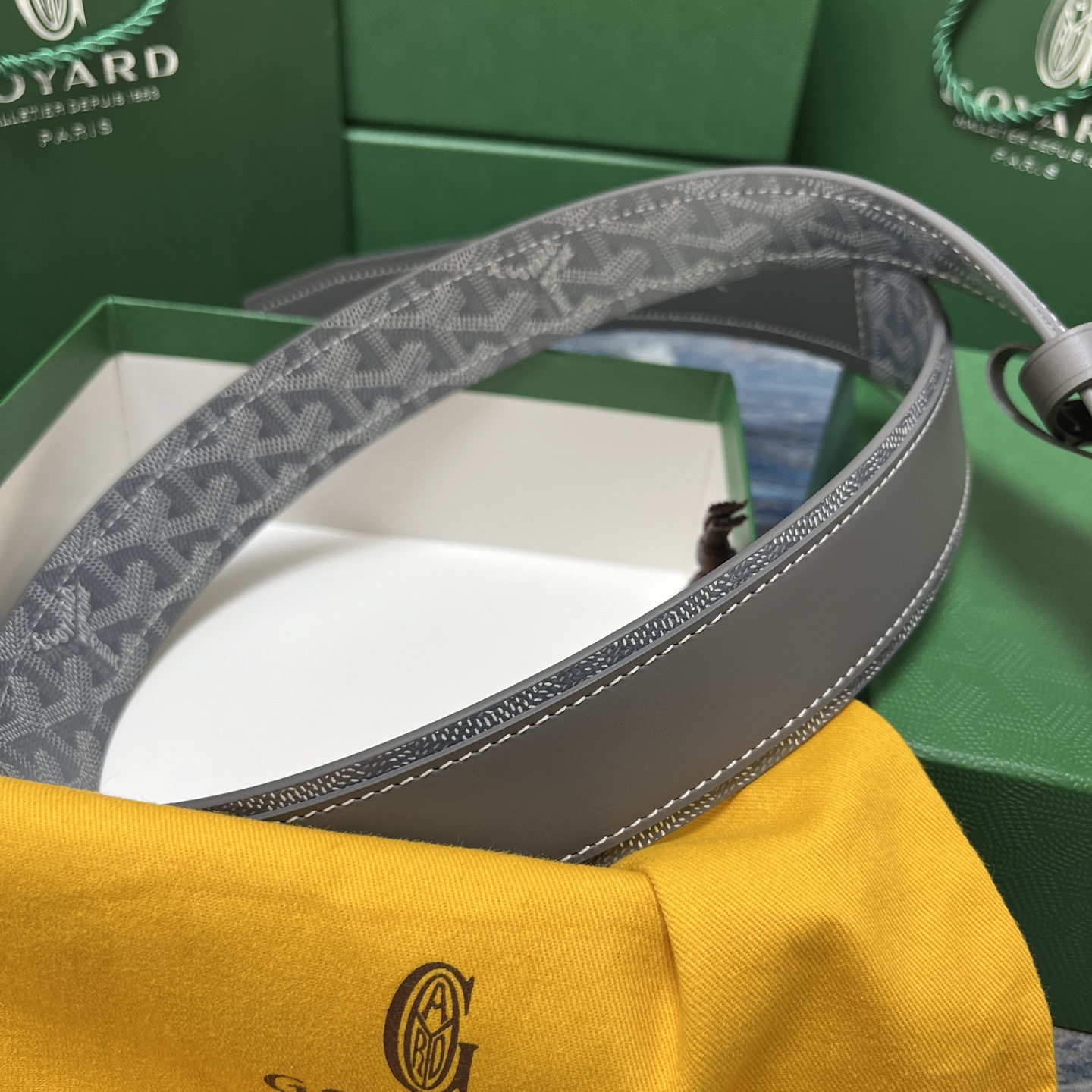 Goyard 고야드 그레이 리버서블 가죽 벨트 4