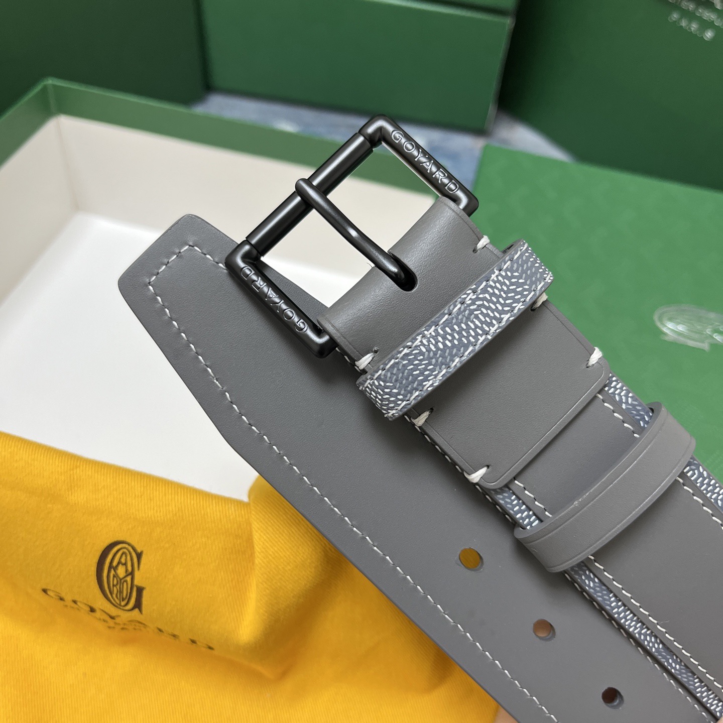 Goyard 고야드 그레이 리버서블 가죽 벨트 6