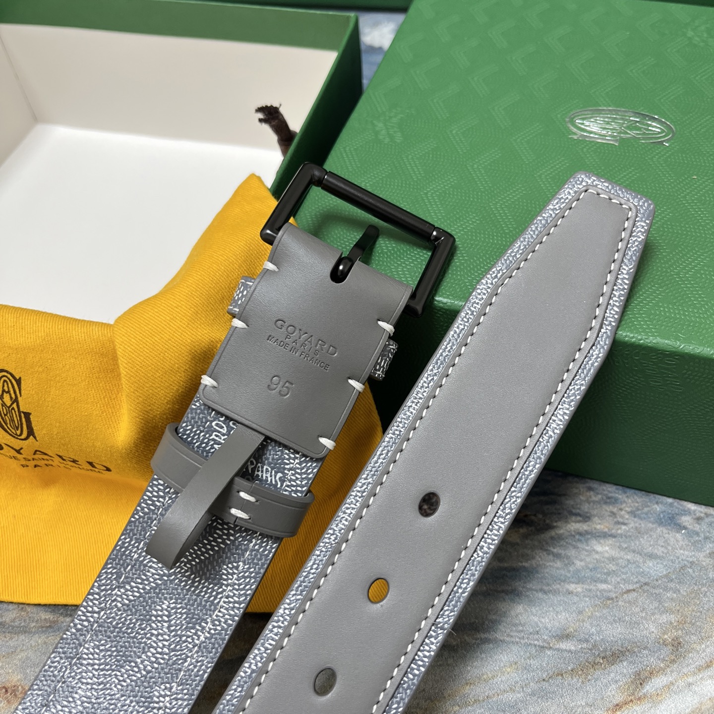 Goyard 고야드 그레이 리버서블 가죽 벨트 7