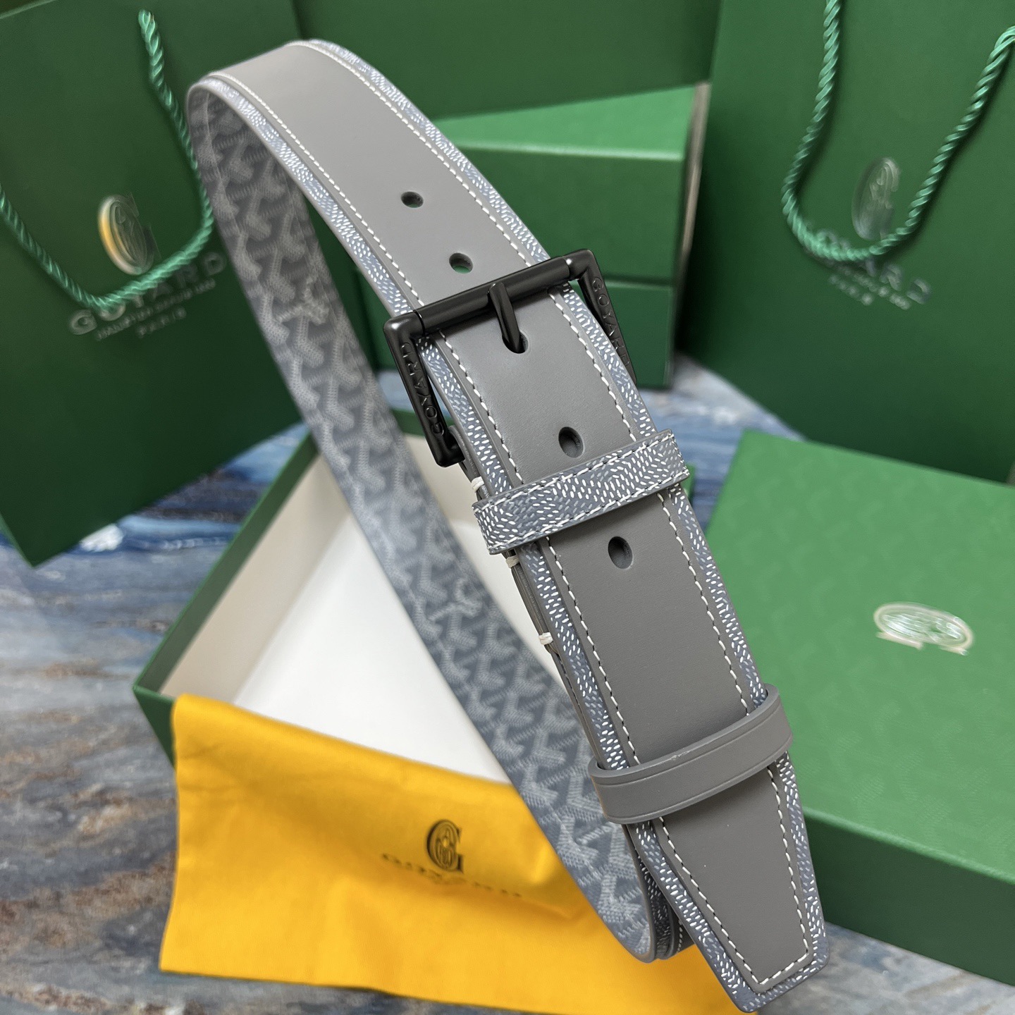 Goyard 고야드 그레이 리버서블 가죽 벨트 9