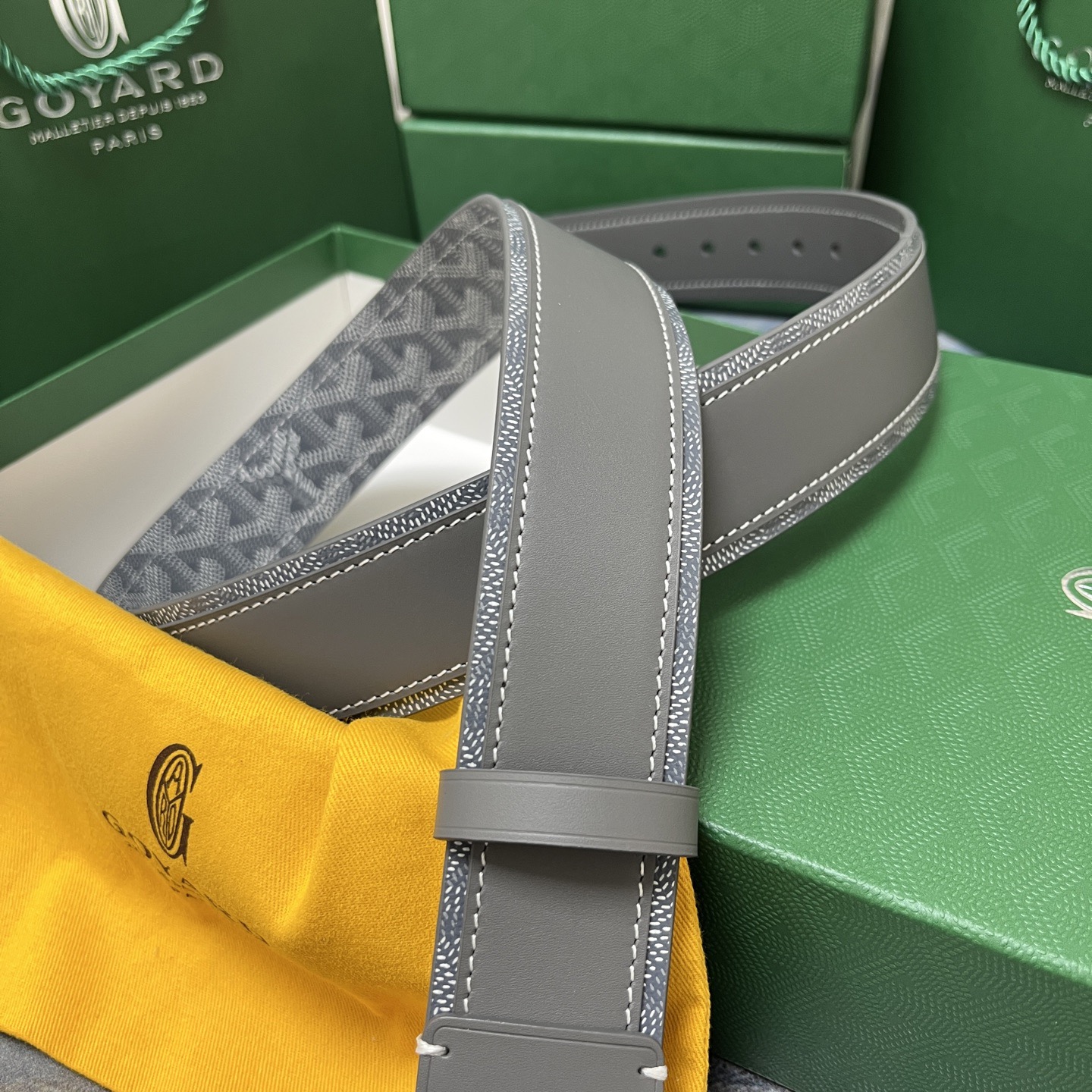 Goyard 고야드 그레이 리버서블 가죽 벨트 3
