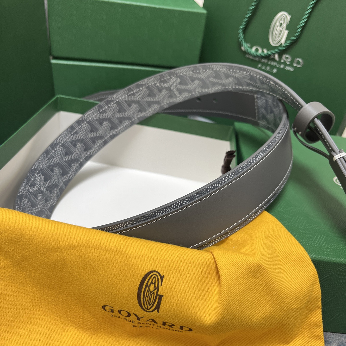 Goyard 고야드 그레이 리버서블 가죽 벨트 4