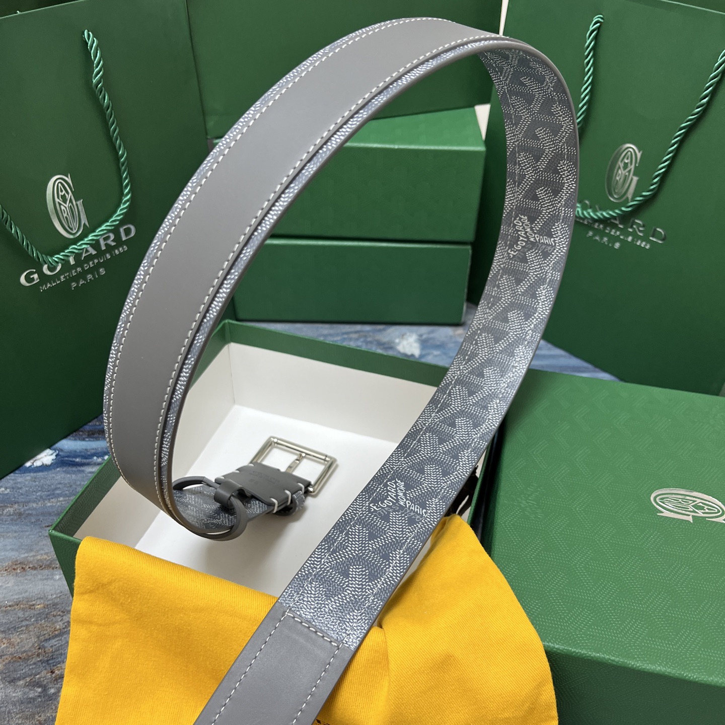 Goyard 고야드 그레이 리버서블 가죽 벨트 5
