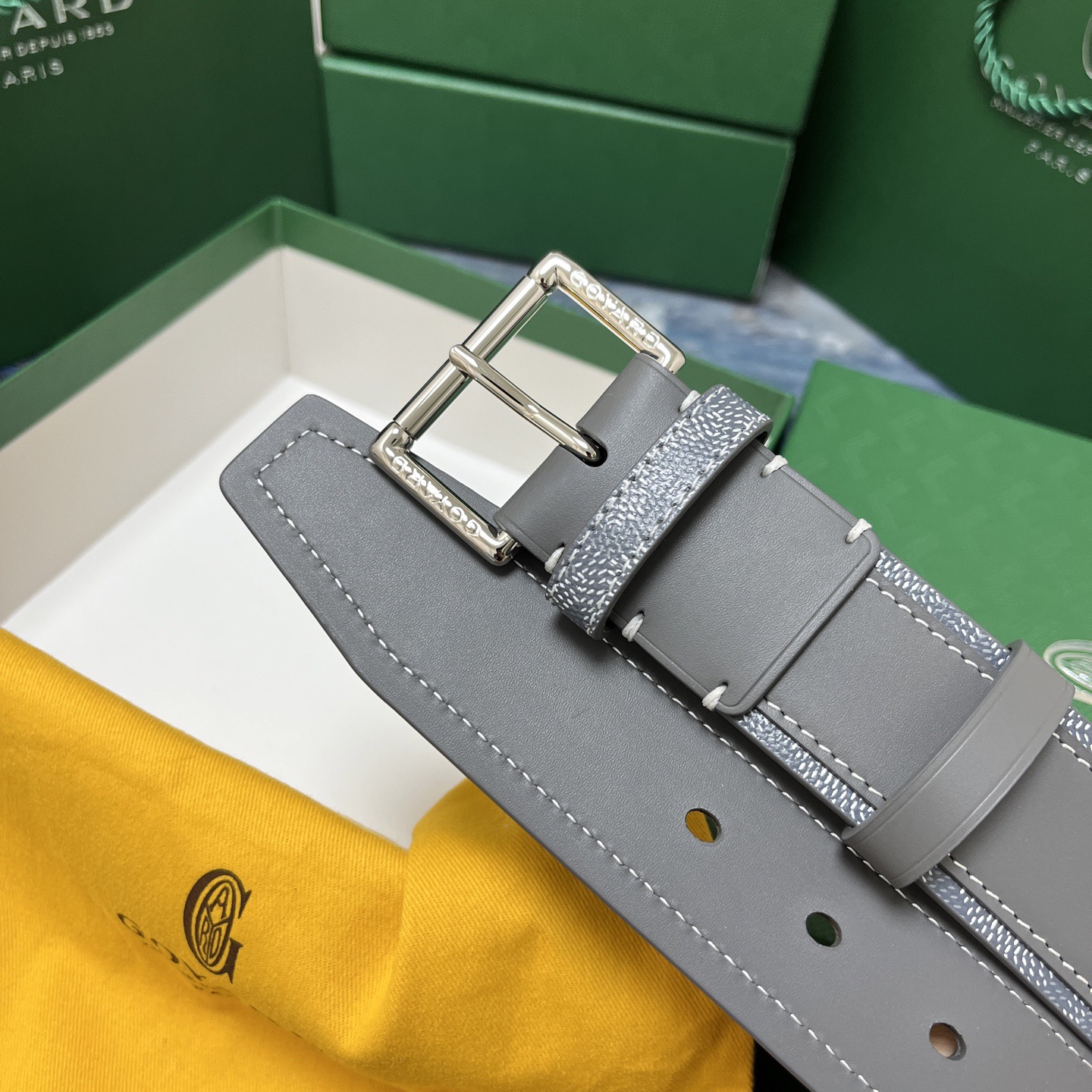 Goyard 고야드 그레이 리버서블 가죽 벨트 7