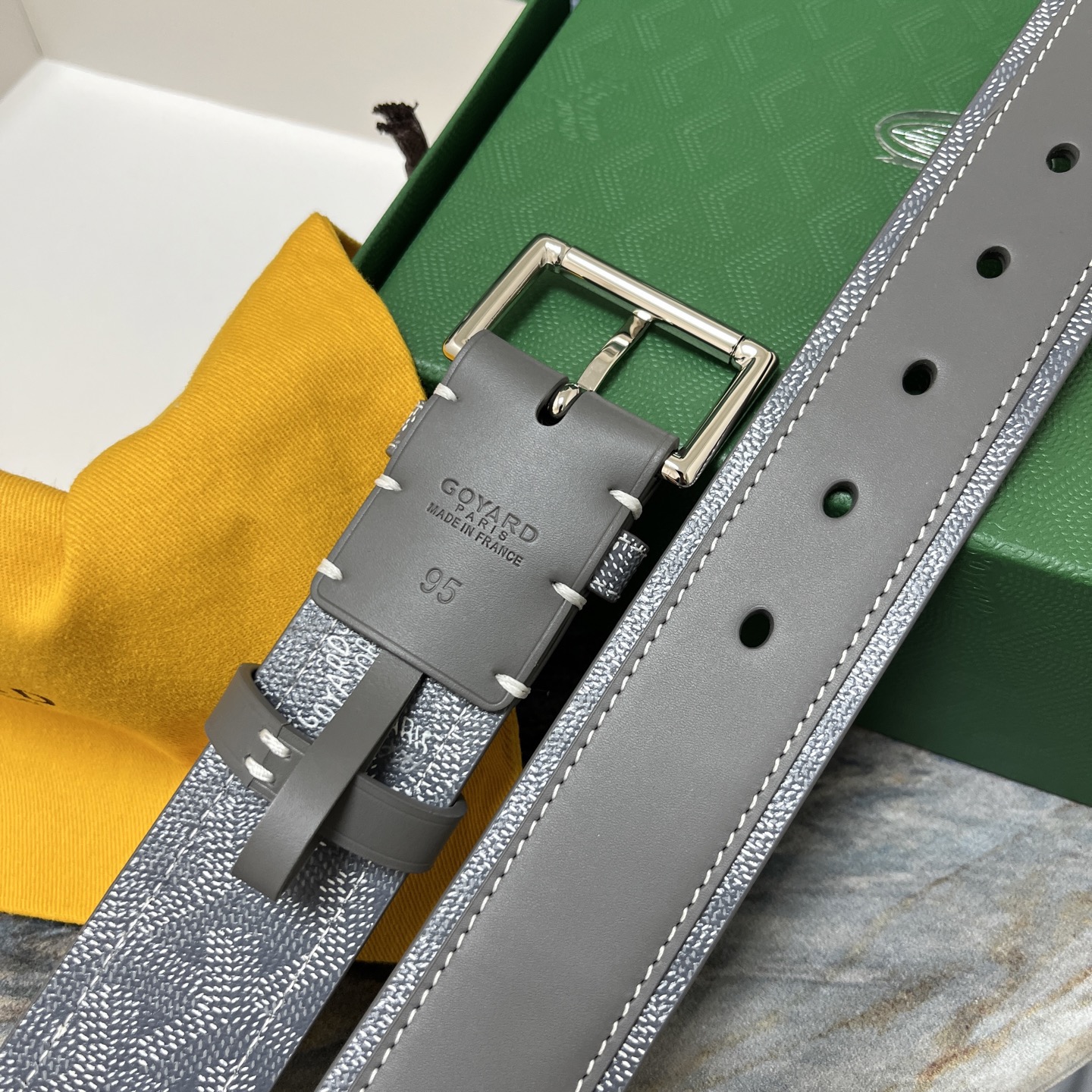 Goyard 고야드 그레이 리버서블 가죽 벨트 8