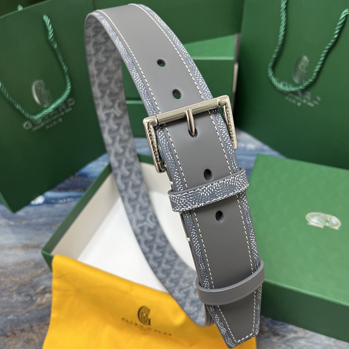 Goyard 고야드 그레이 리버서블 가죽 벨트 9