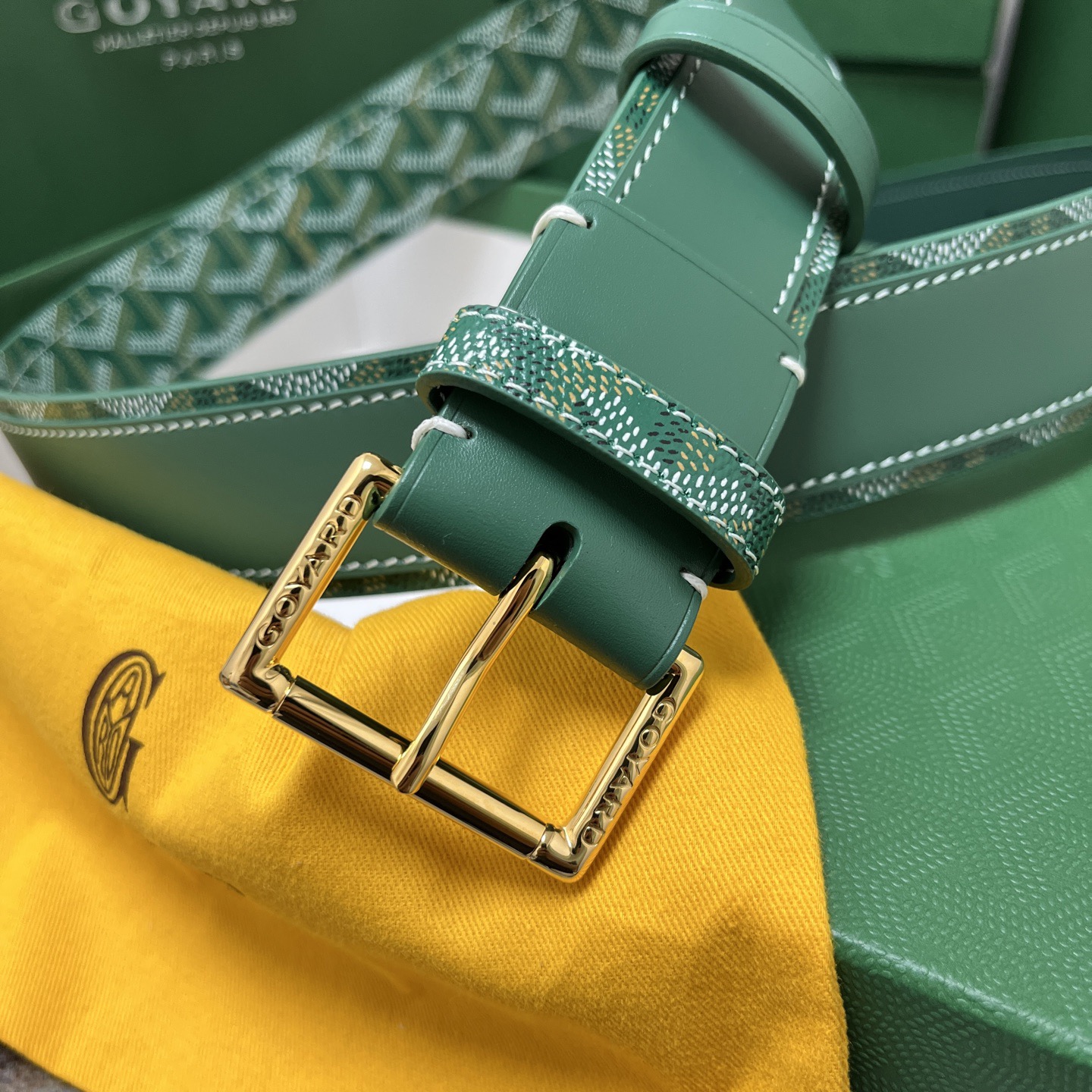 Goyard 고야드 소가죽 코팅 캔버스 그린 벨트 2