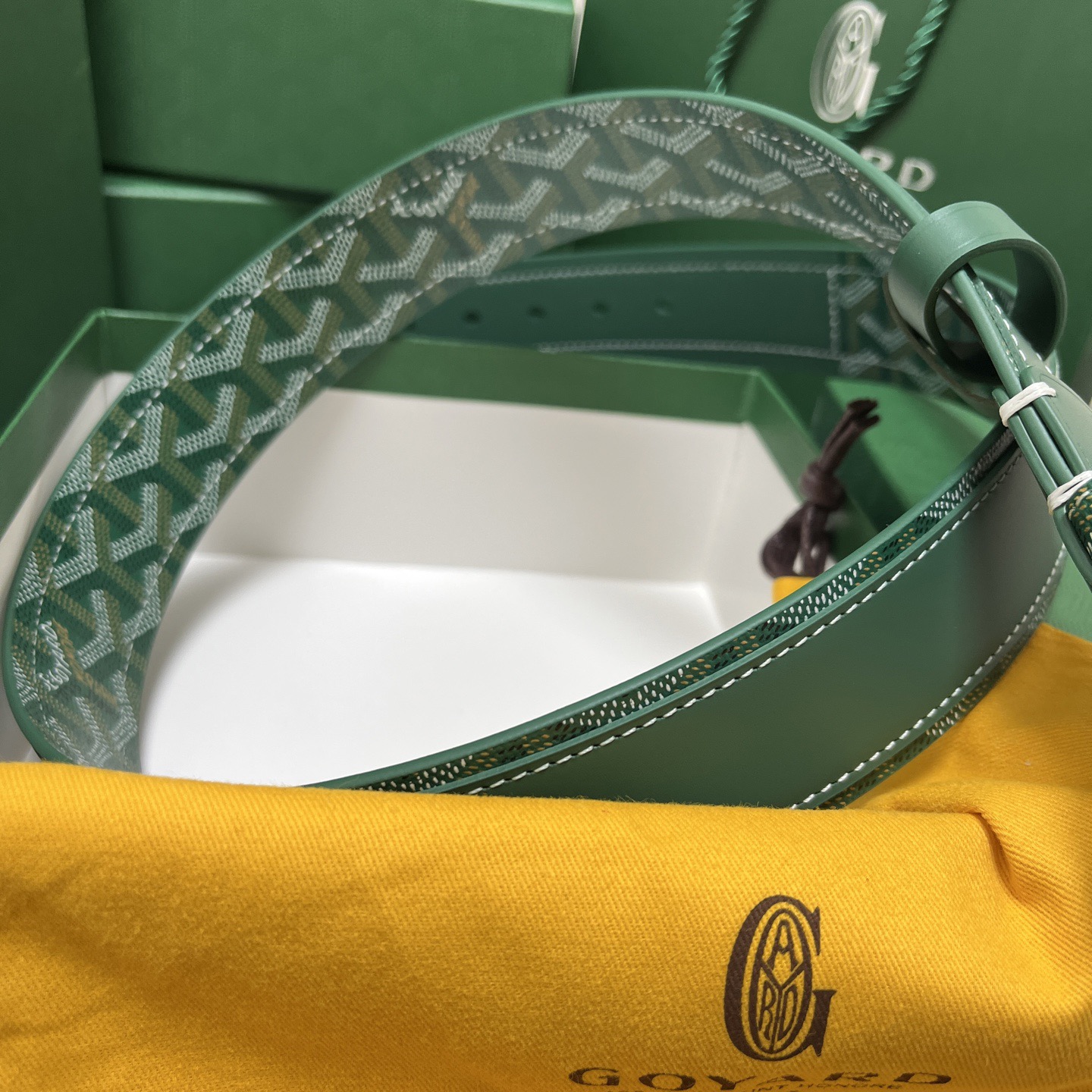 Goyard 고야드 소가죽 코팅 캔버스 그린 벨트 3