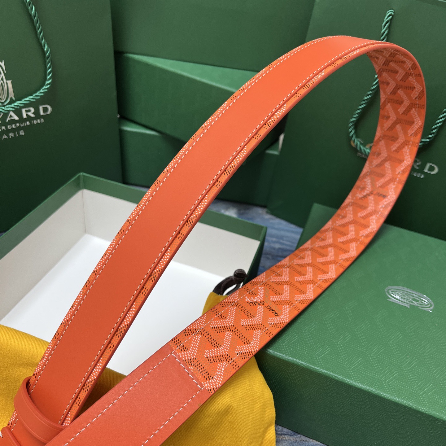 Goyard 고야드 오렌지 패턴 소가죽 벨트 4