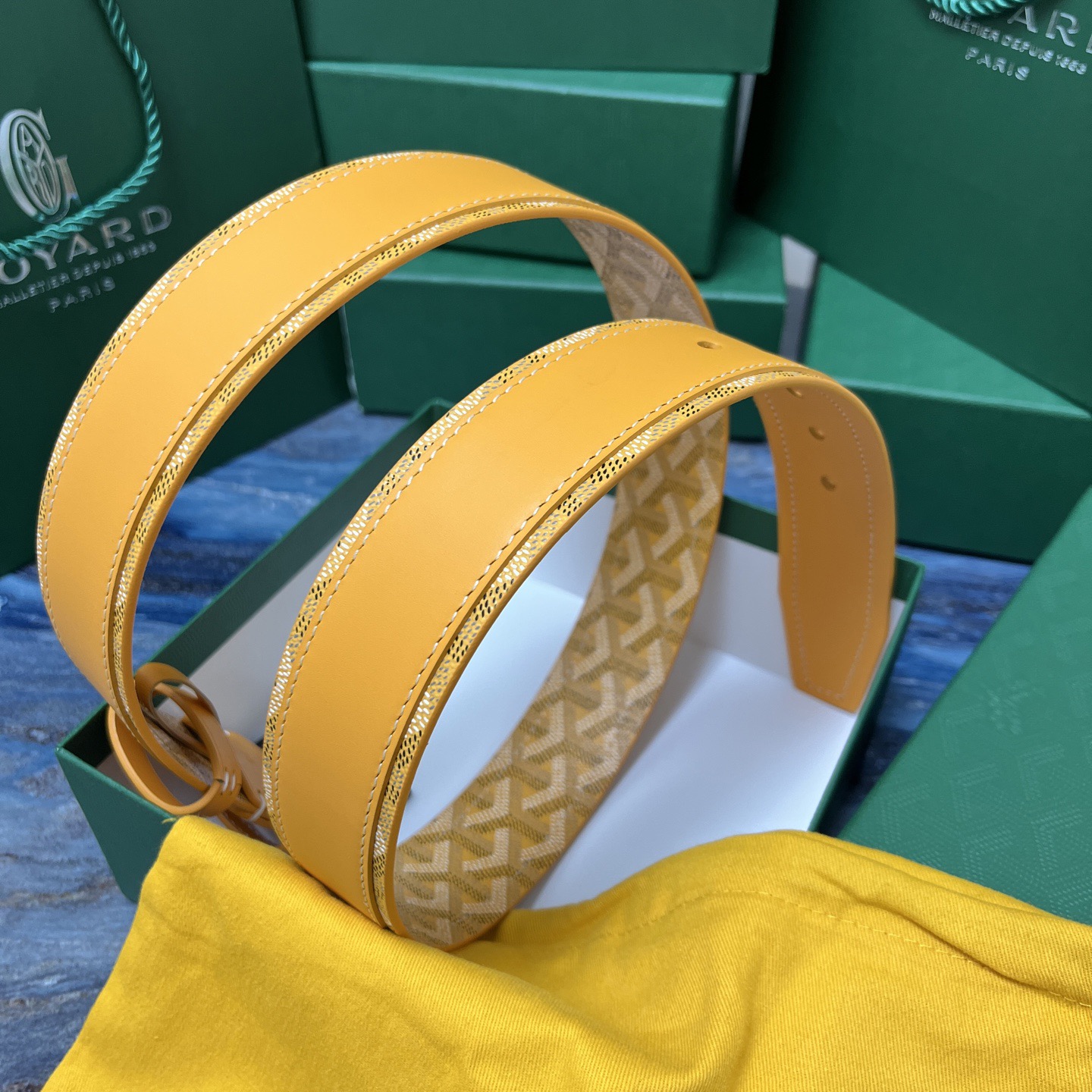 Goyard 고야드 옐로우 가죽 벨트 3