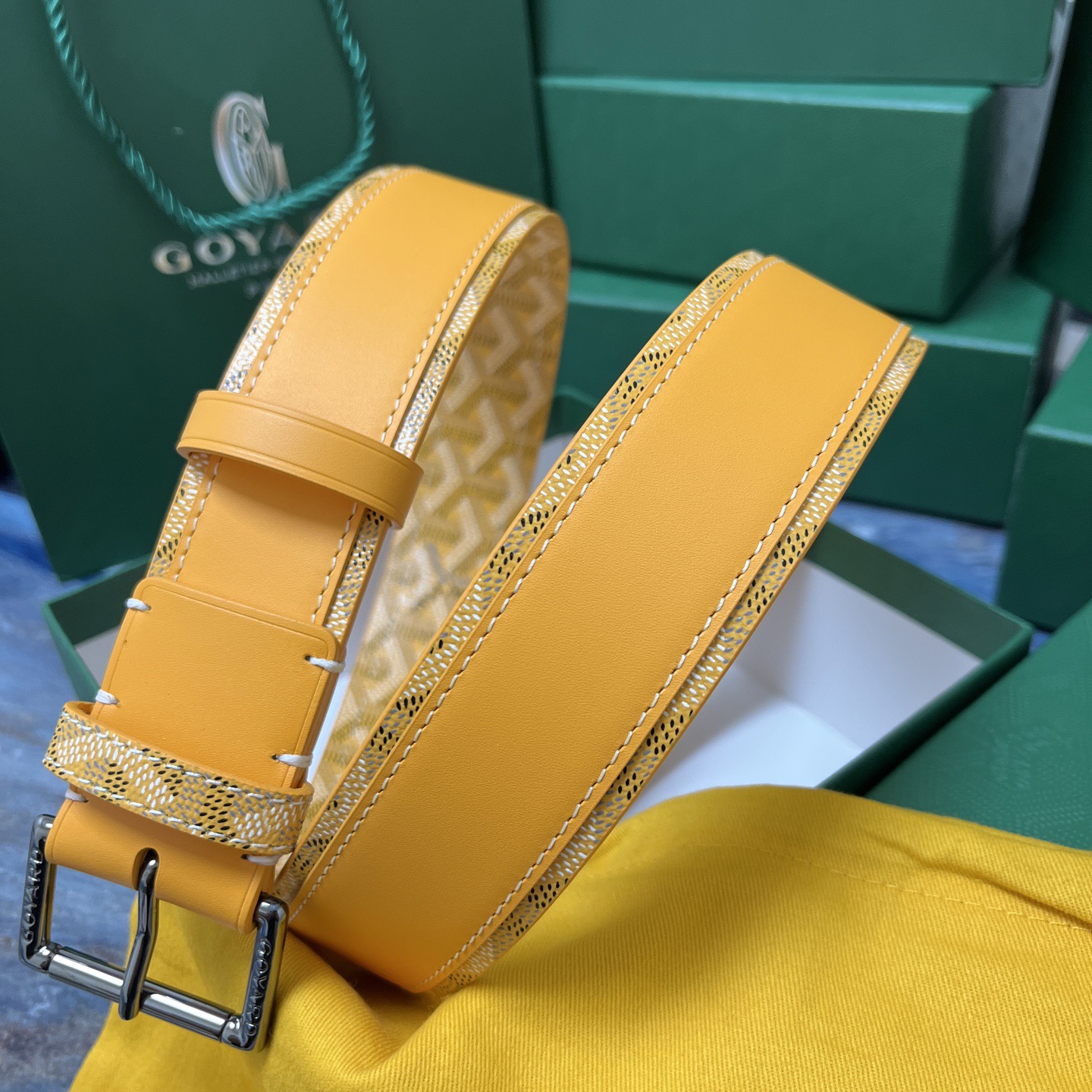 Goyard 고야드 옐로우 가죽 벨트 3
