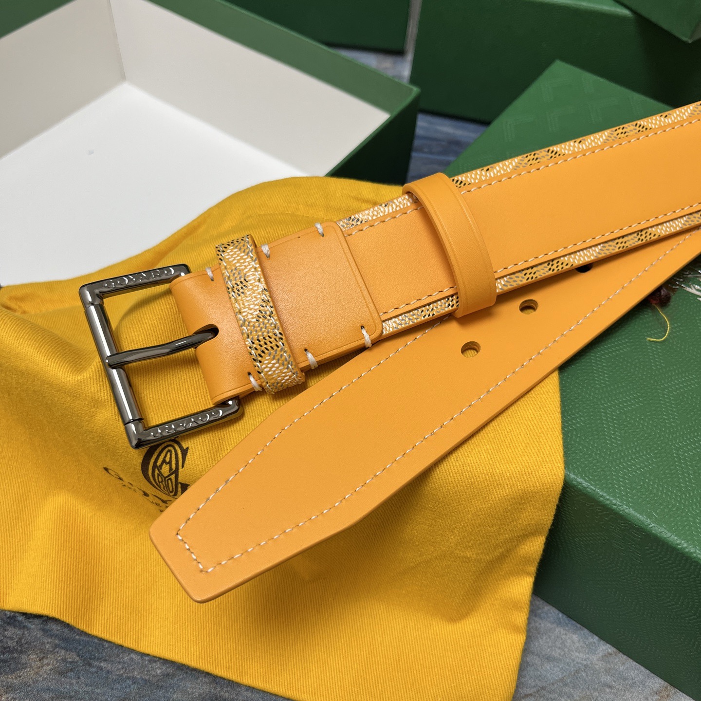 Goyard 고야드 옐로우 가죽 벨트 5