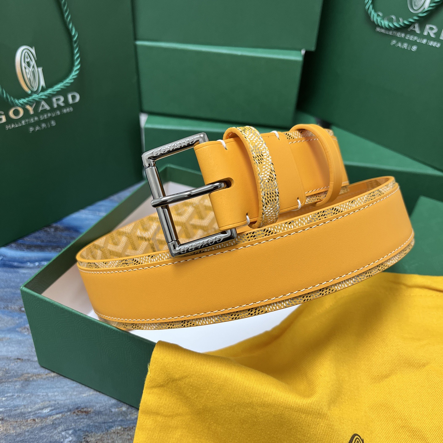 Goyard 고야드 옐로우 가죽 벨트 7