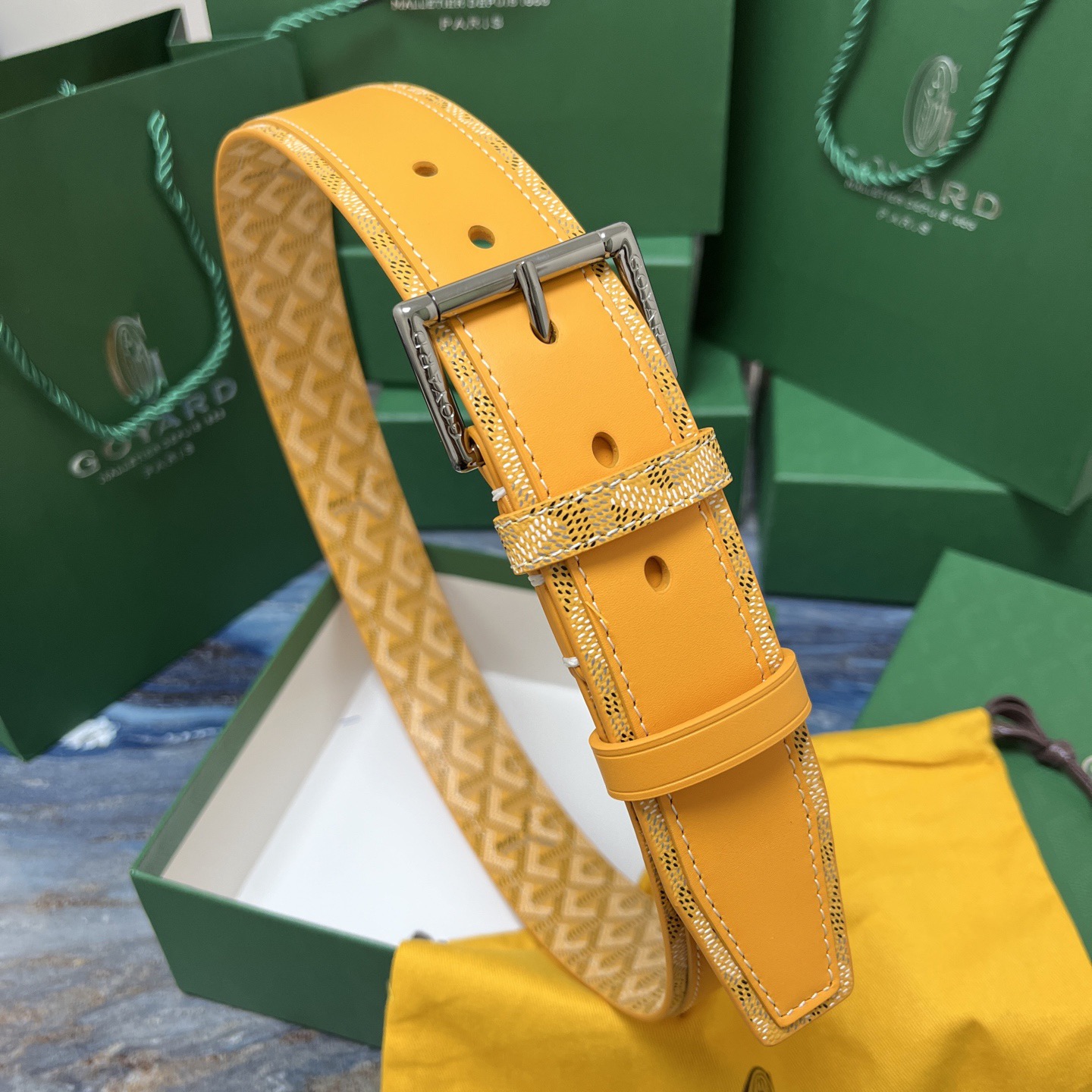 Goyard 고야드 옐로우 가죽 벨트 8