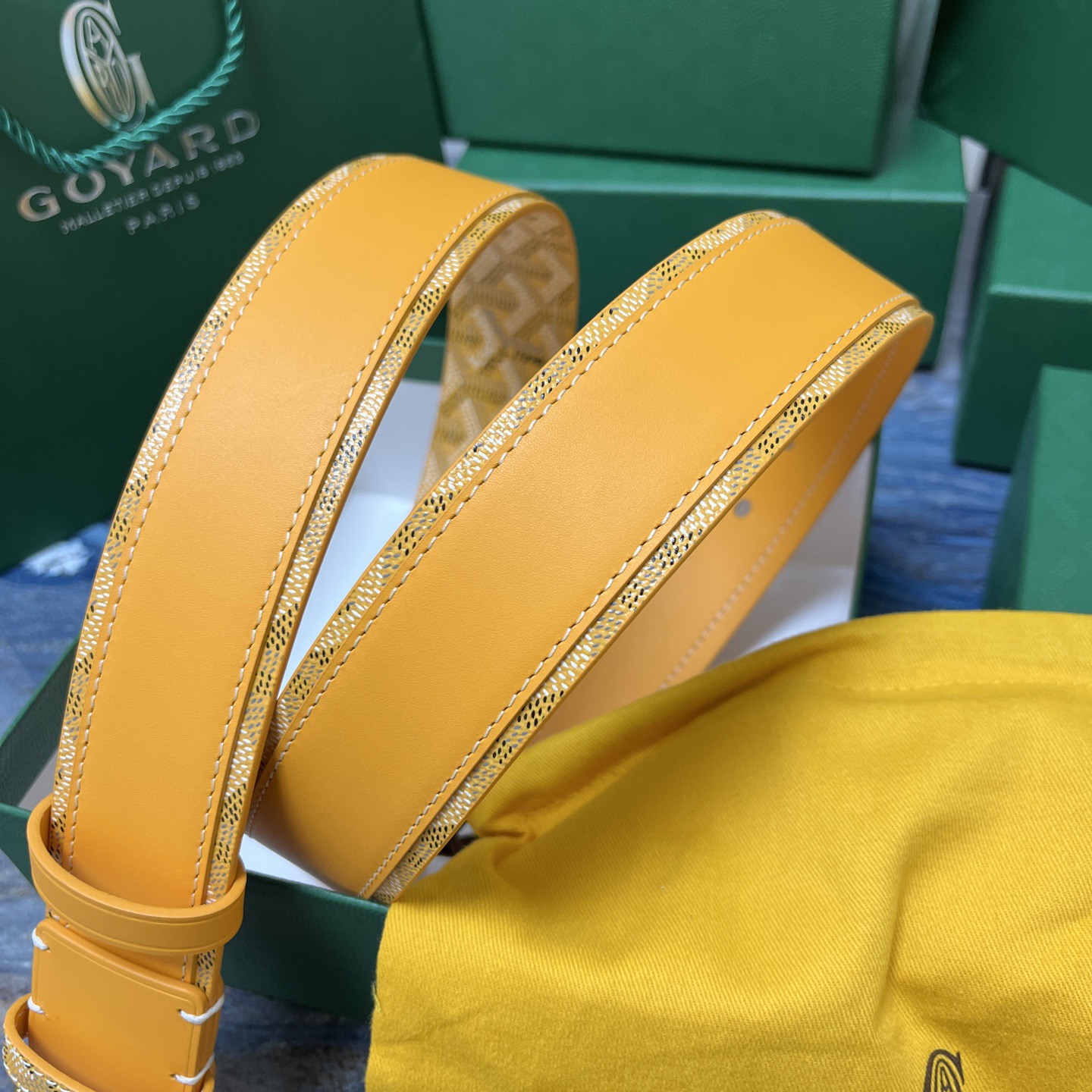 Goyard 고야드 옐로우 가죽 벨트 3