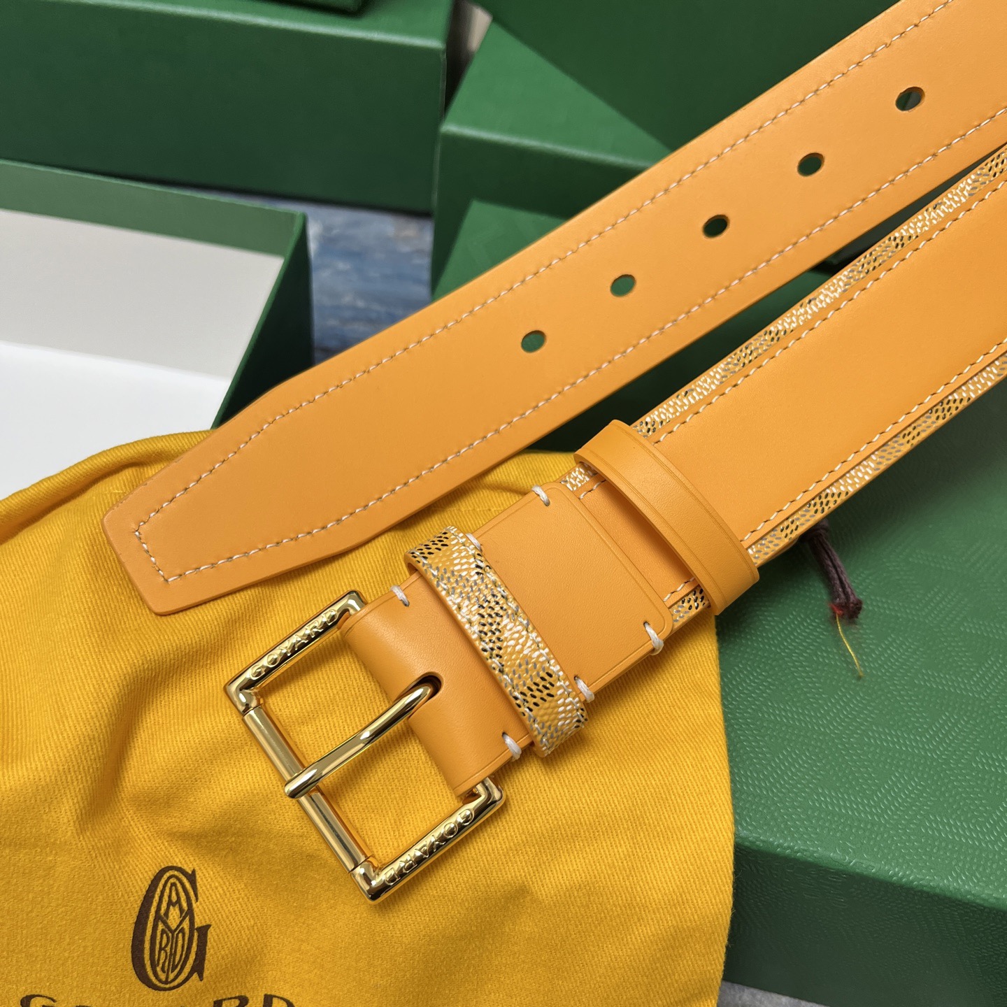 Goyard 고야드 옐로우 가죽 벨트 5