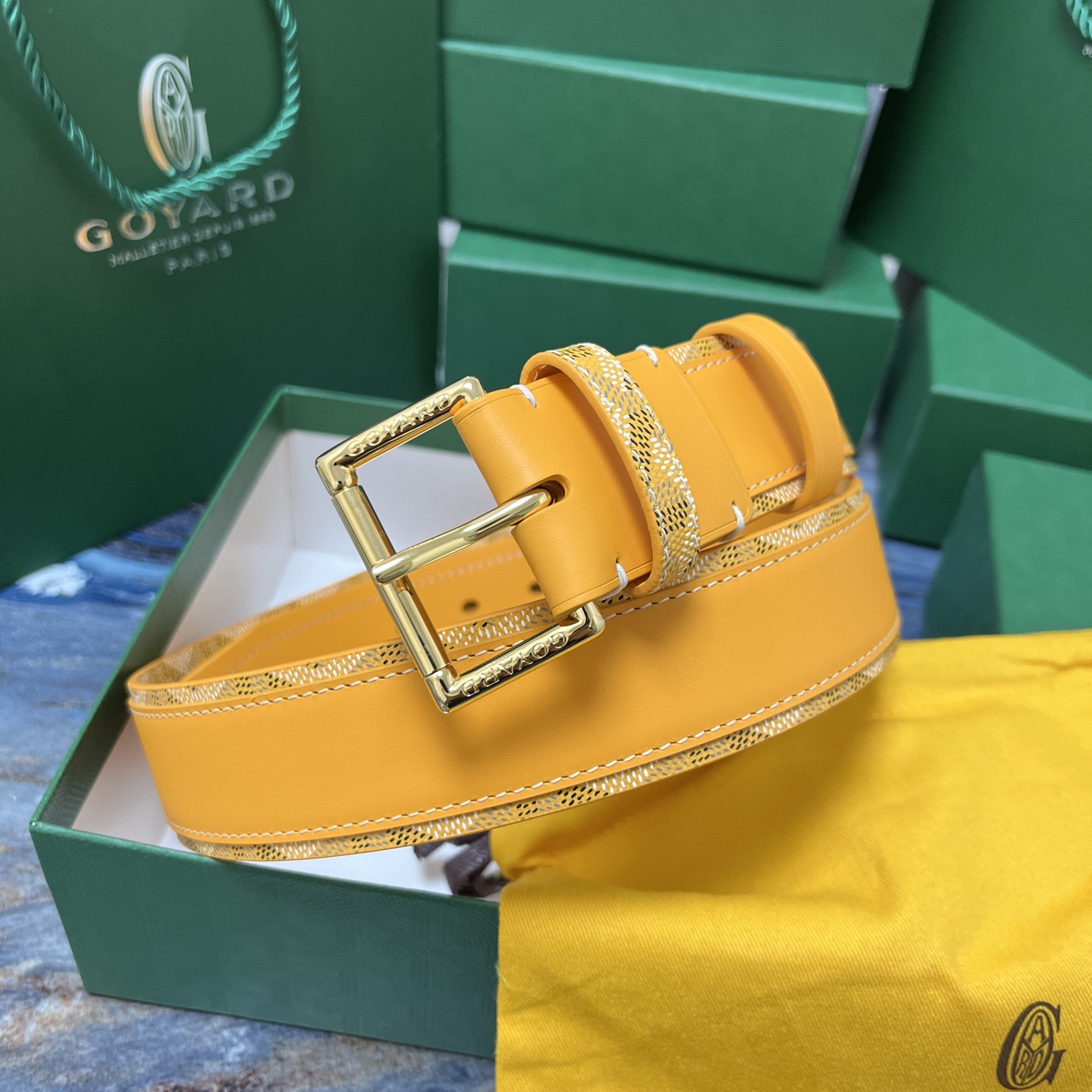 Goyard 고야드 옐로우 가죽 벨트 7