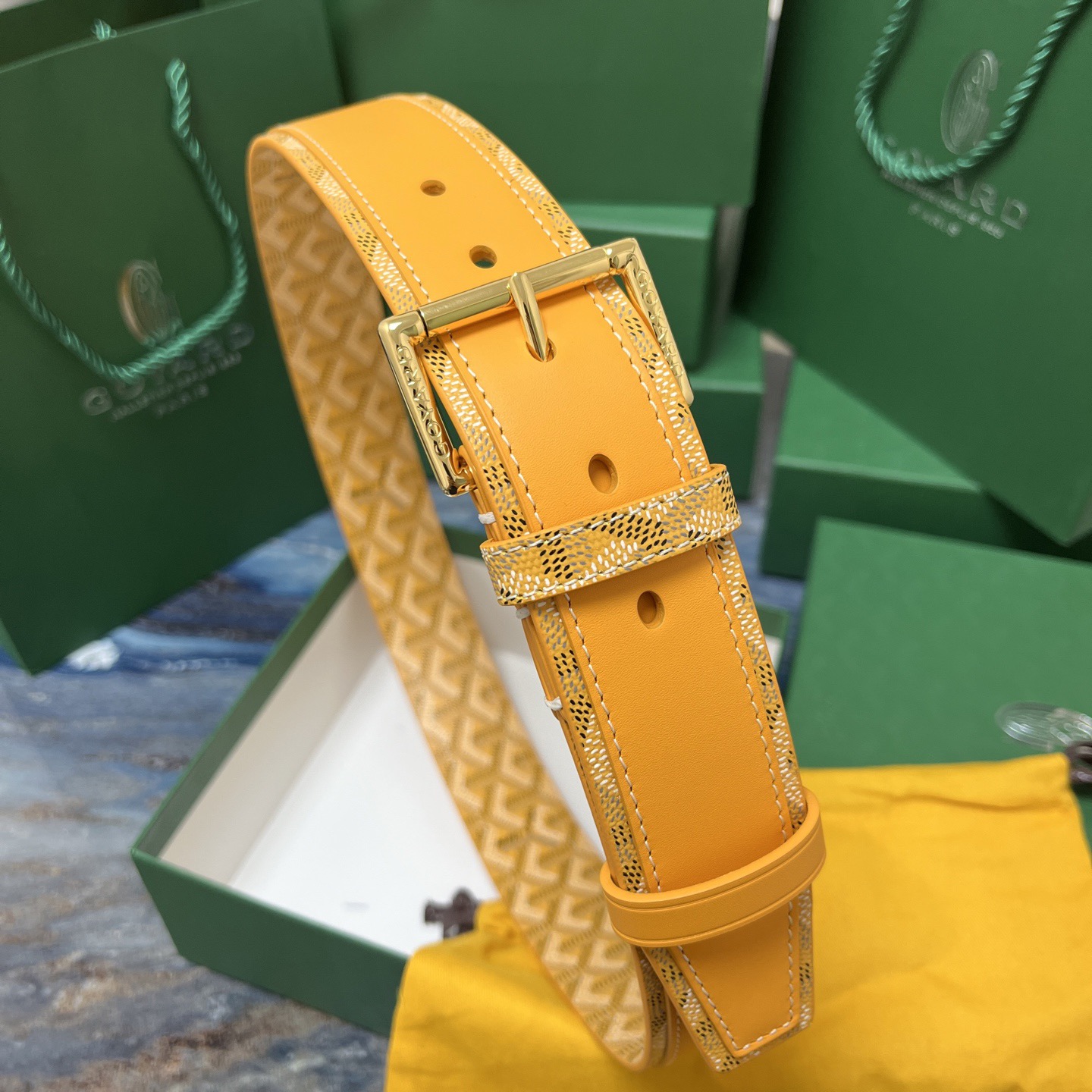 Goyard 고야드 옐로우 가죽 벨트 8