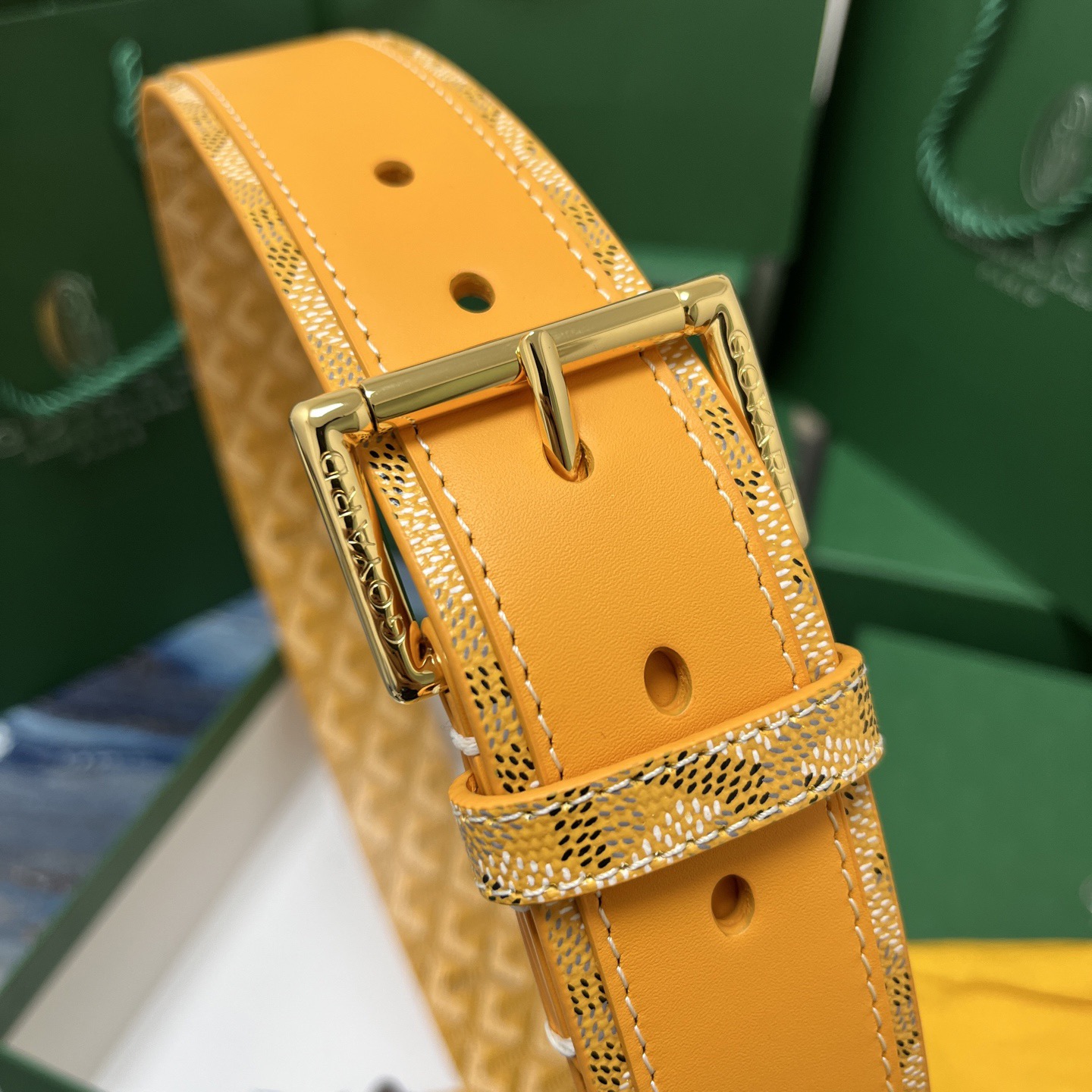 Goyard 고야드 옐로우 가죽 벨트 9
