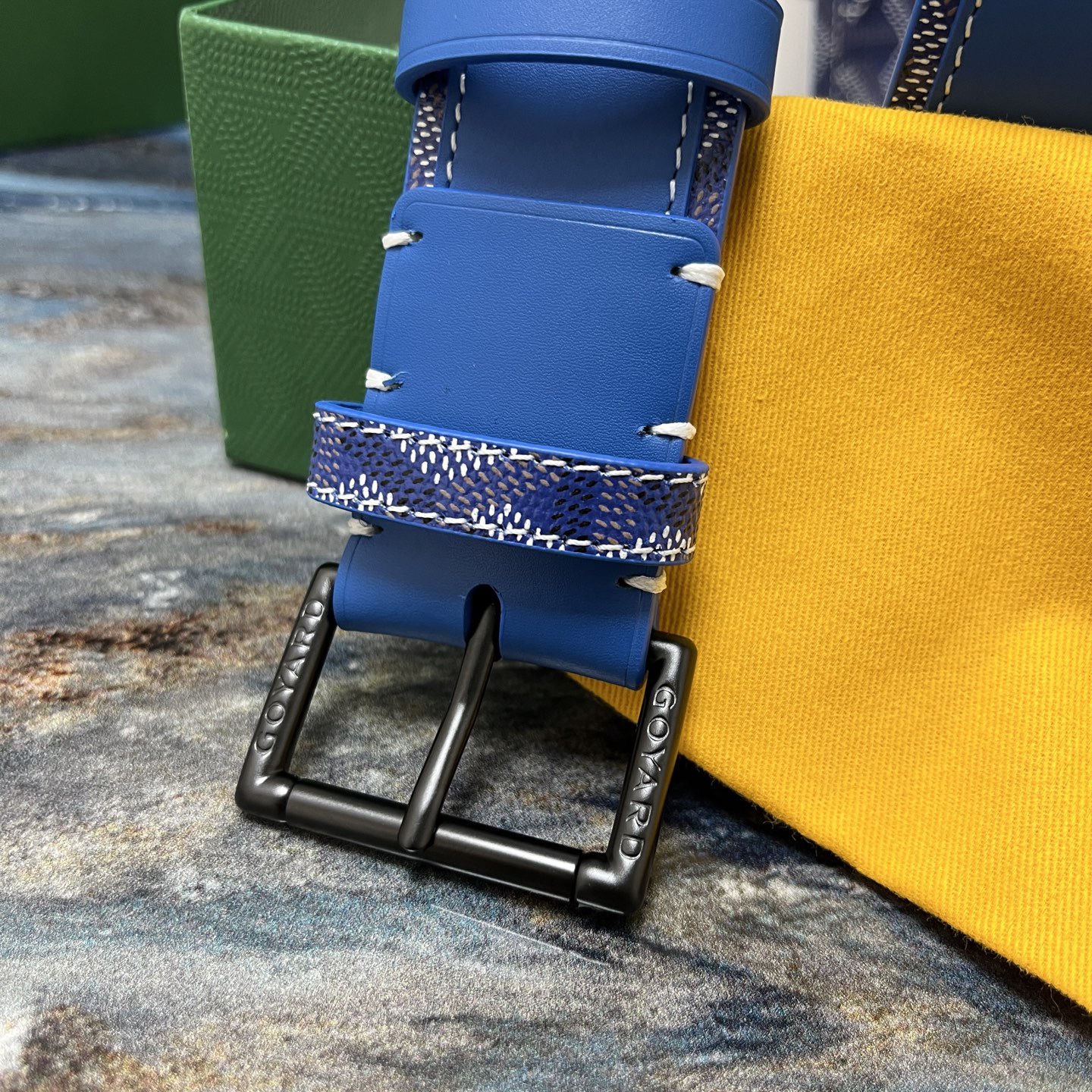 Goyard 고야드 소가죽 도그투스 캔버스 블루 벨트 2