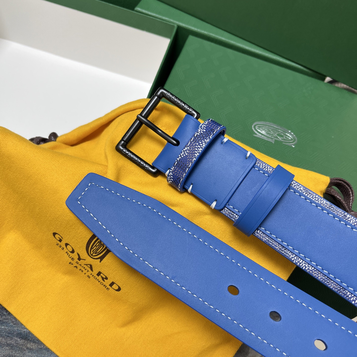 Goyard 고야드 소가죽 도그투스 캔버스 블루 벨트 5