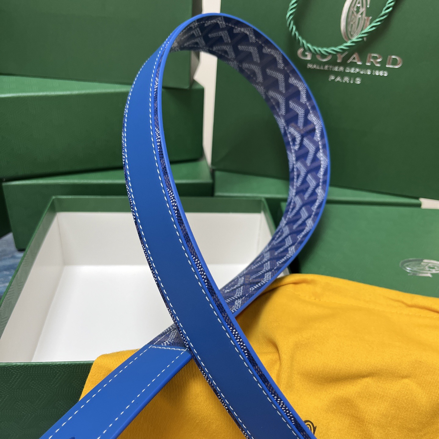 Goyard 고야드 소가죽 도그투스 캔버스 블루 벨트 7