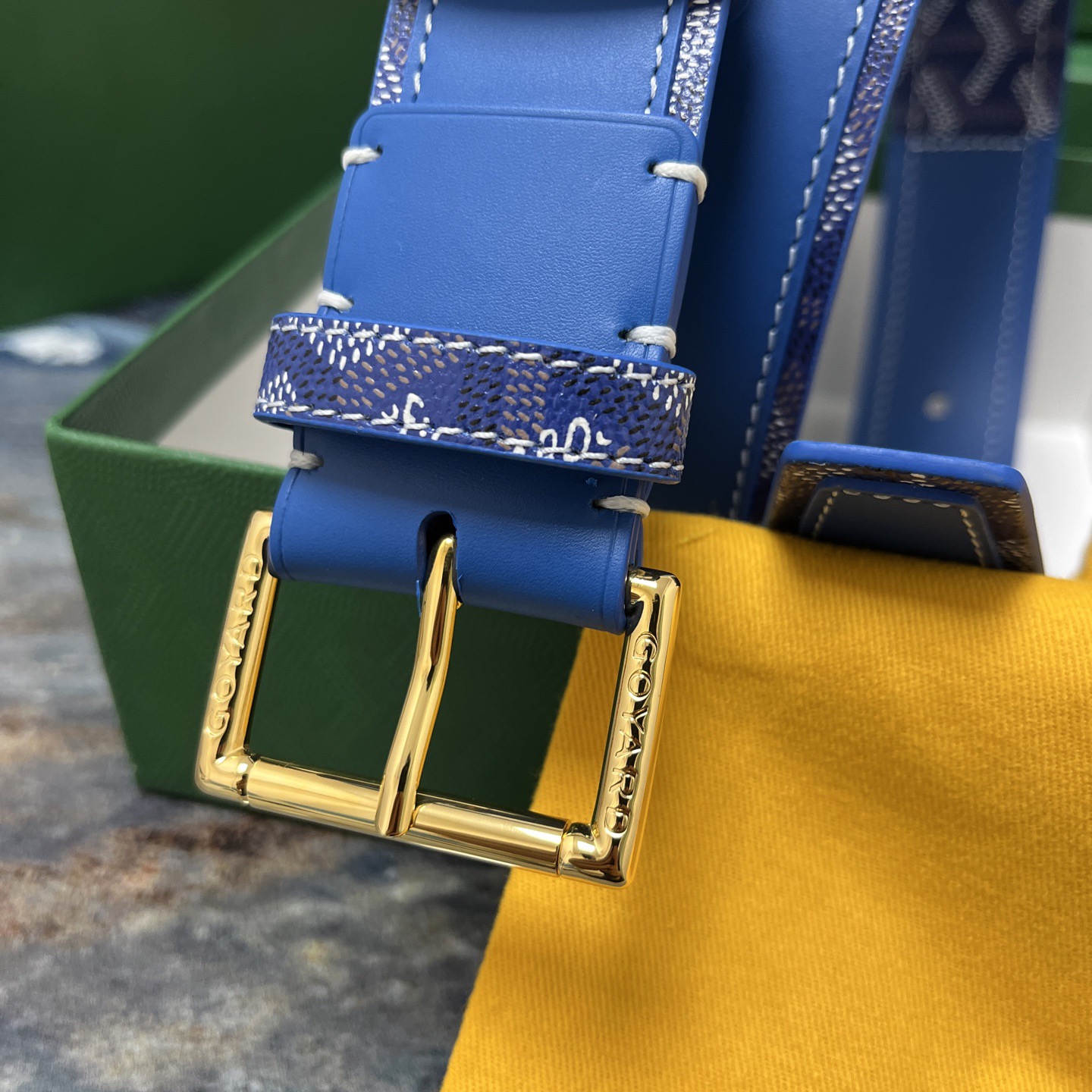 Goyard 고야드 소가죽 도그투스 캔버스 블루 벨트 2