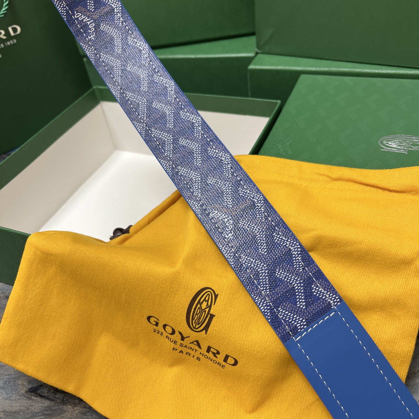 Goyard 고야드 소가죽 도그투스 캔버스 블루 벨트 6