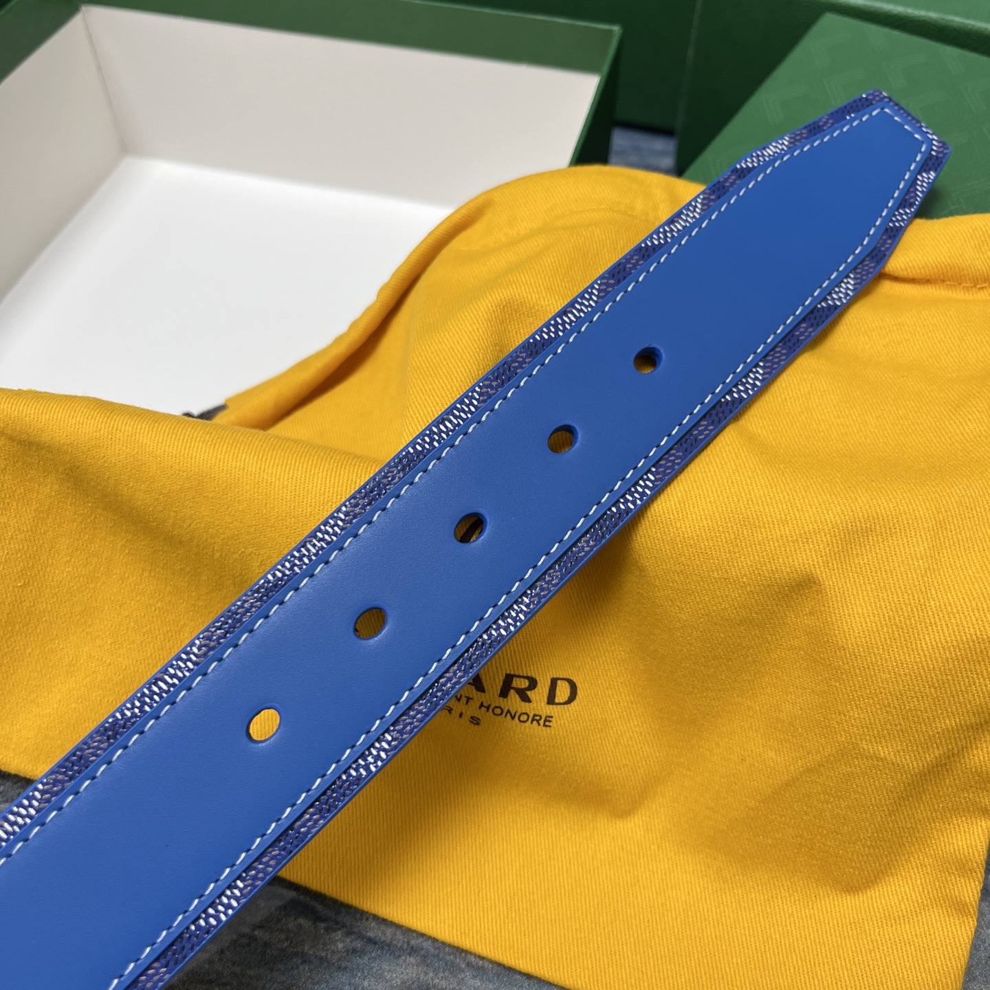 Goyard 고야드 소가죽 도그투스 캔버스 블루 벨트 4