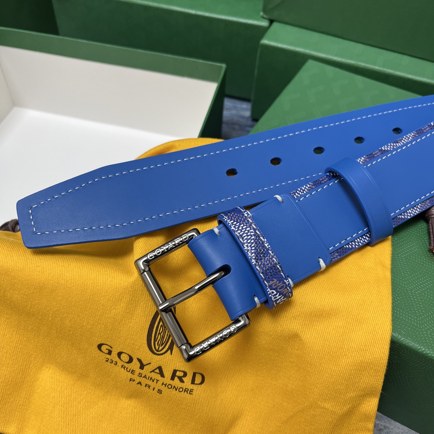 Goyard 고야드 소가죽 도그투스 캔버스 블루 벨트 7