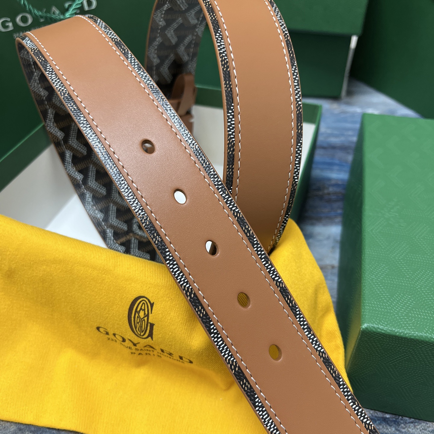 Goyard 고야드 소가죽 패턴 리버서블 벨트 5