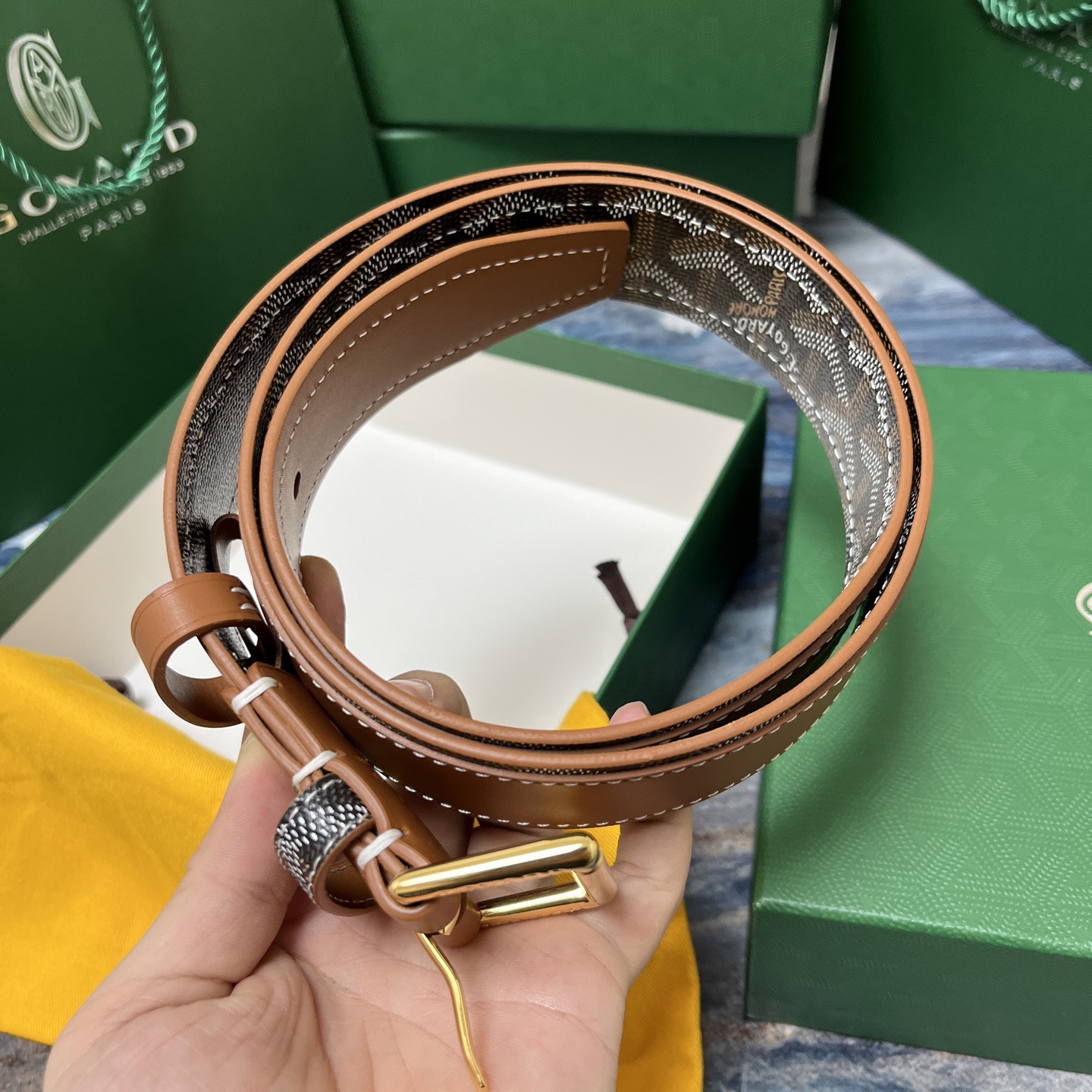 Goyard 고야드 소가죽 패턴 리버서블 벨트 7