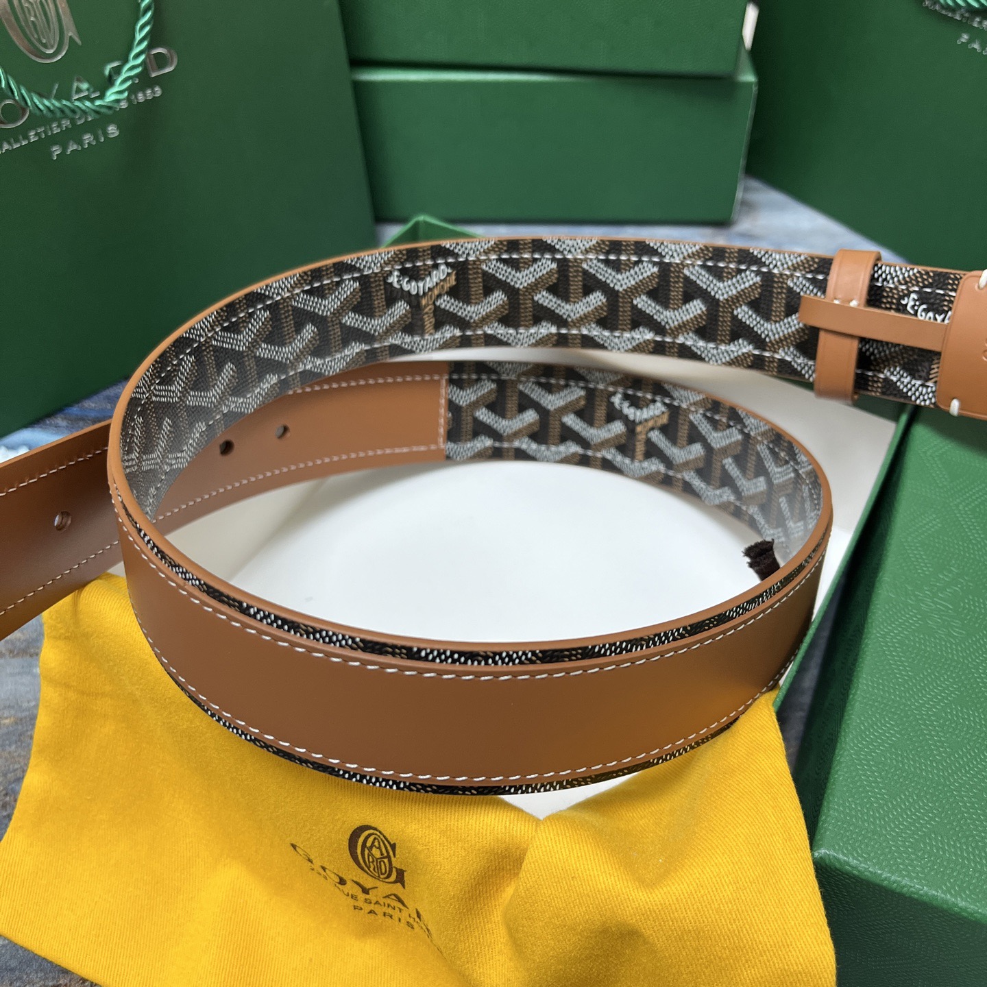 Goyard 고야드 소가죽 패턴 리버서블 벨트 4