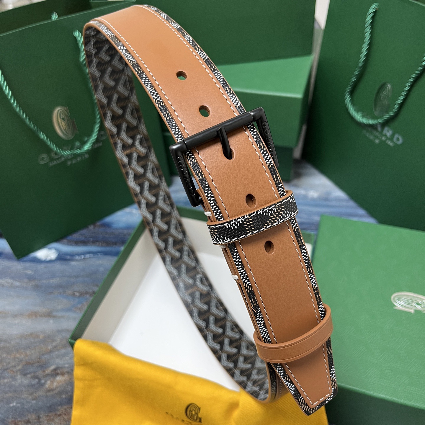 Goyard 고야드 소가죽 패턴 리버서블 벨트 9