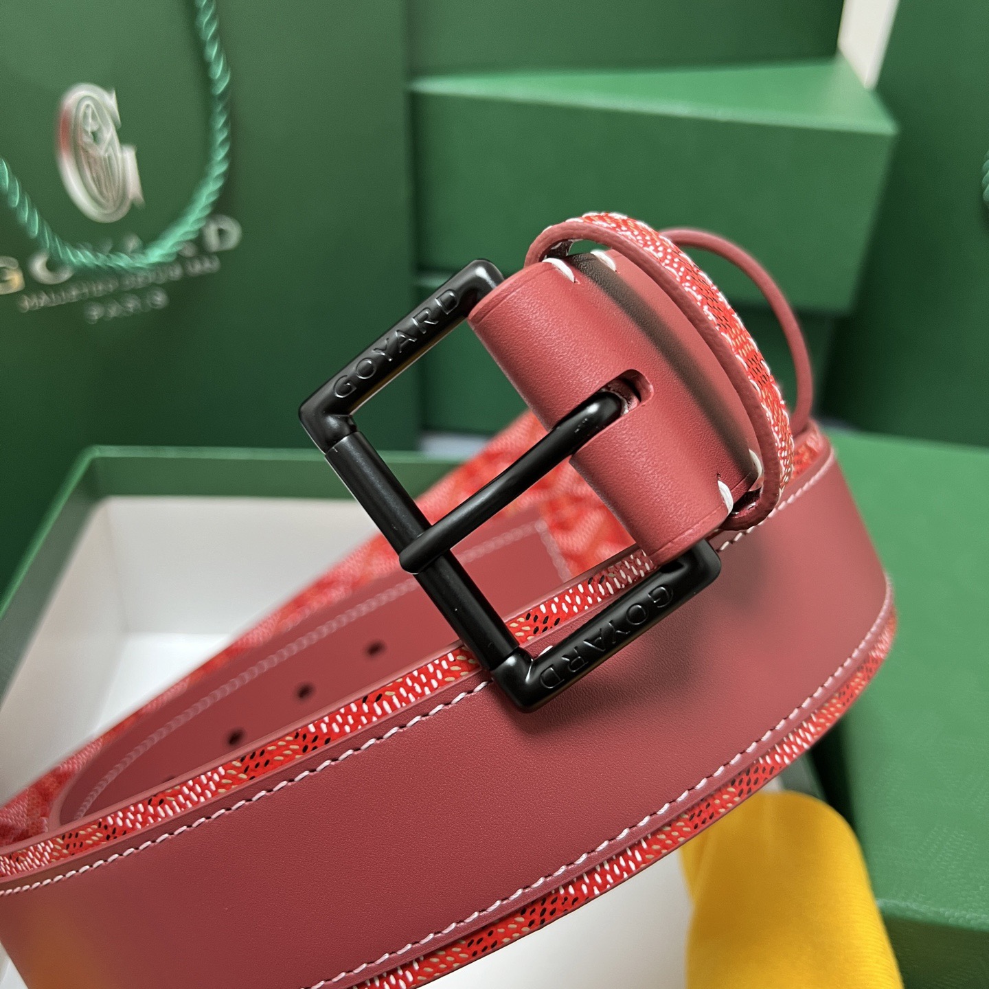 Goyard 고야드 레드 도그투스 코팅 캔버스 소가죽 벨트 9