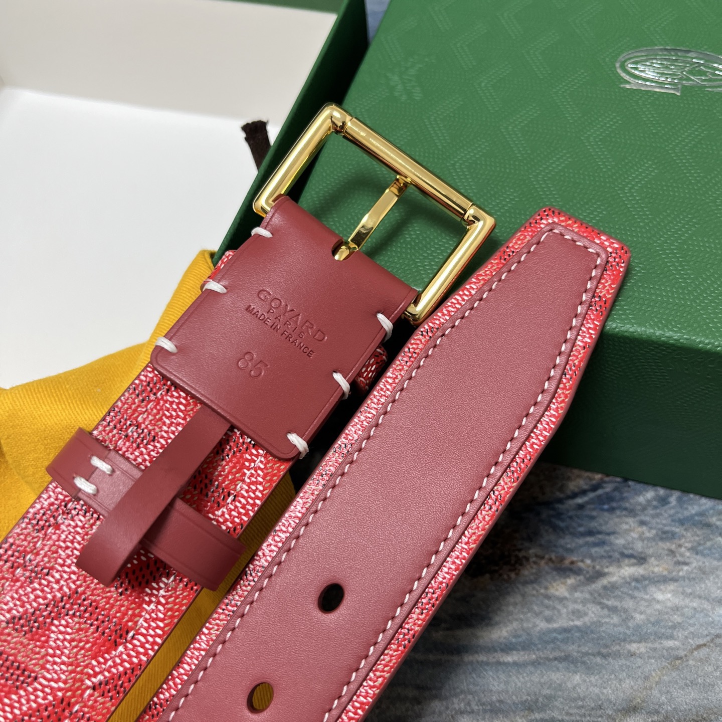 Goyard 고야드 레드 도그투스 코팅 캔버스 소가죽 벨트 7